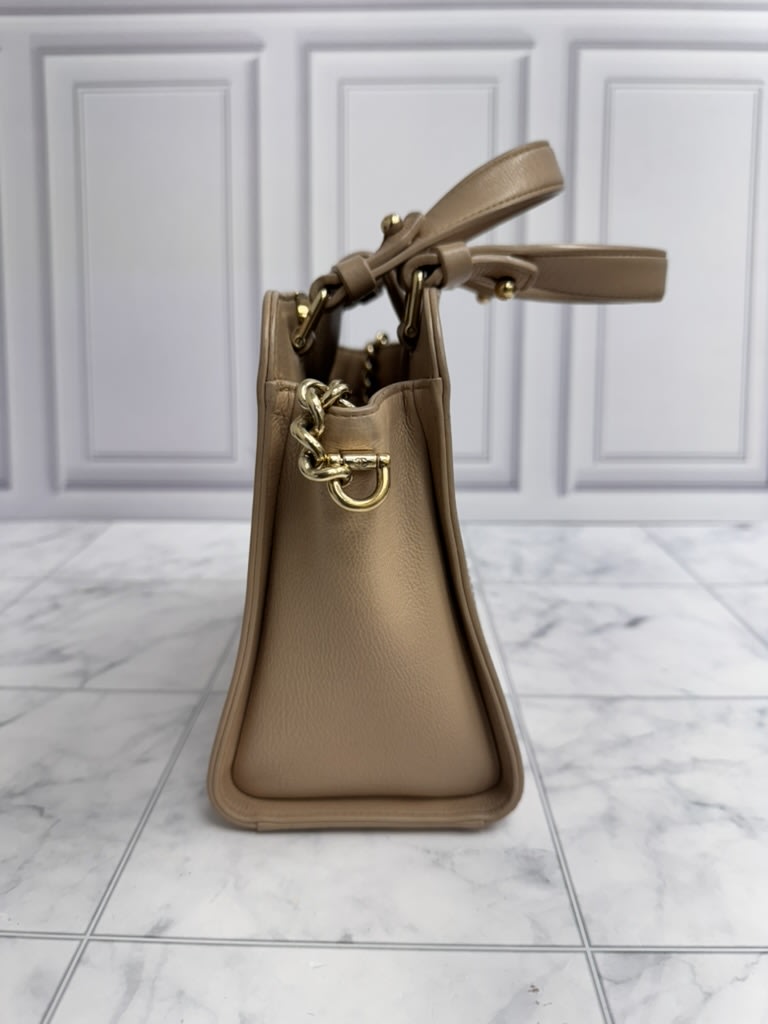 Chanel Beige Matelasse Label Click Small Shopping Tote Bag