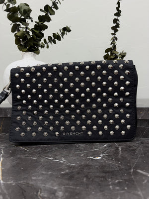 Givenchy Black Nylon Studded Wristlet Clutch
