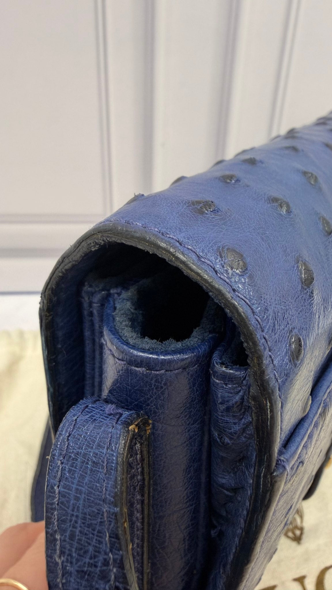 Gucci Blue Ostrich Leather Crossbody 