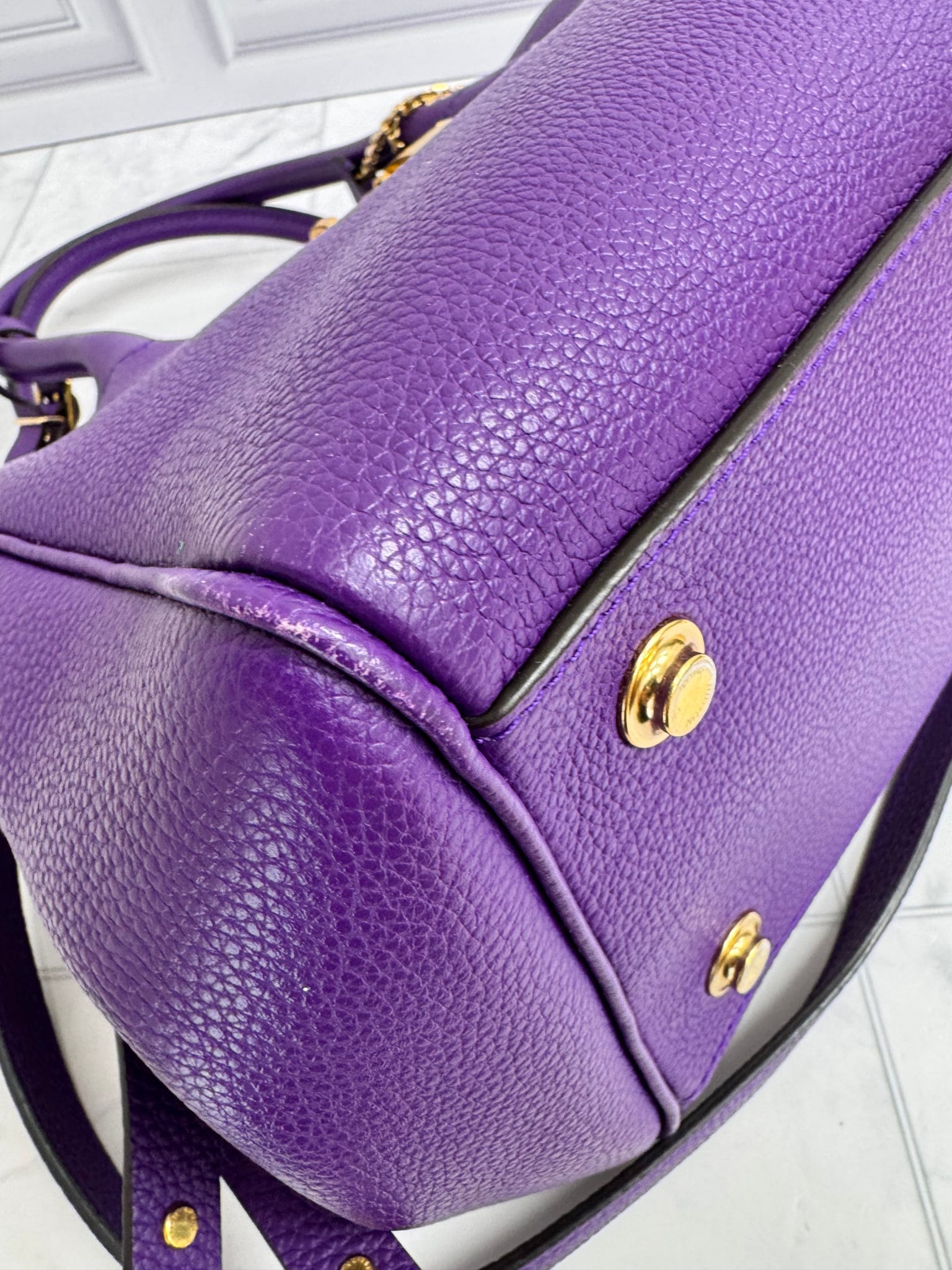 Louis Vuitton Purple Grained Leather Milla Pm 2Way Bag