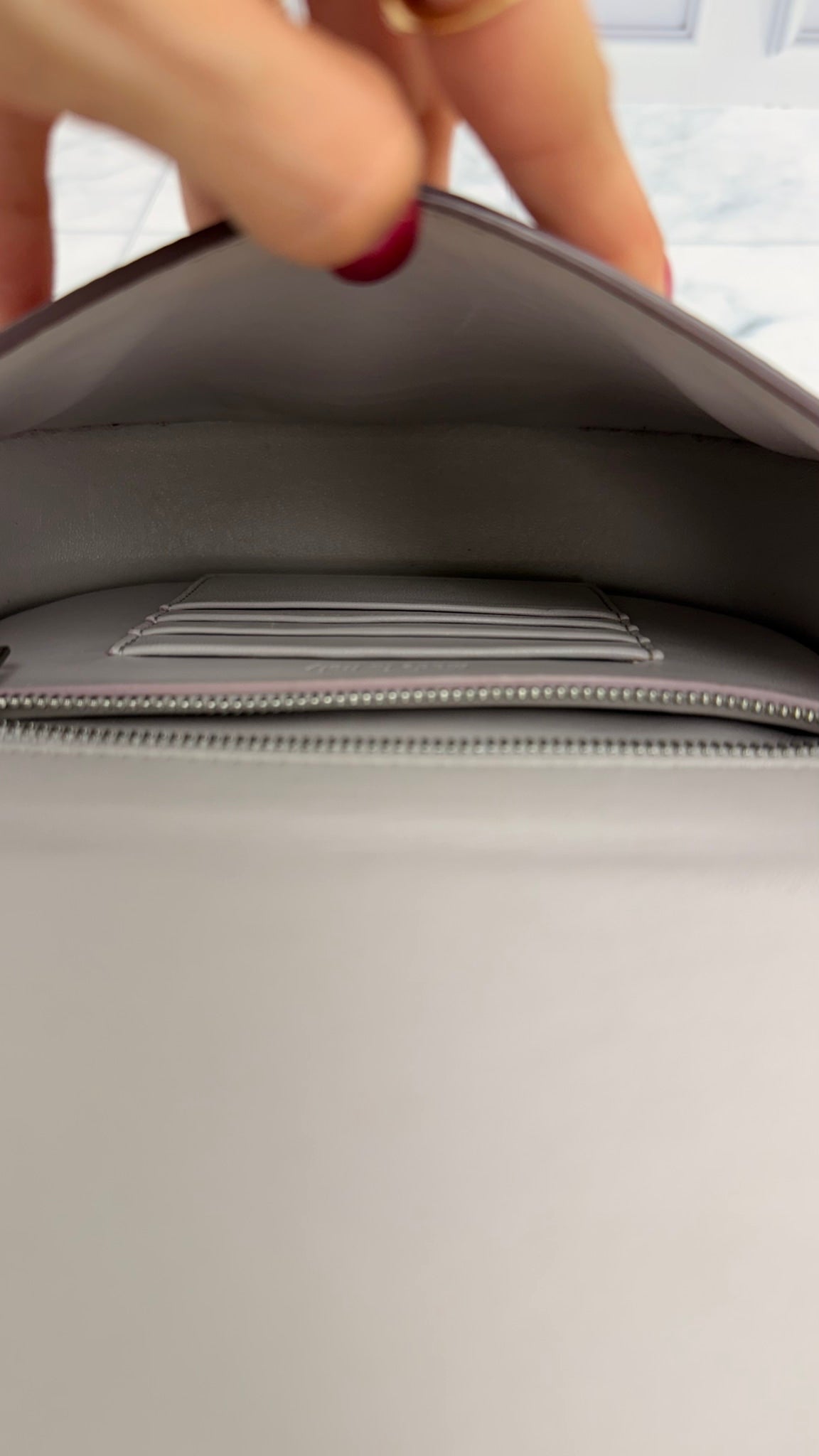 Celine Light Grey Grained Calfskin Leather Trotteur Crossbody