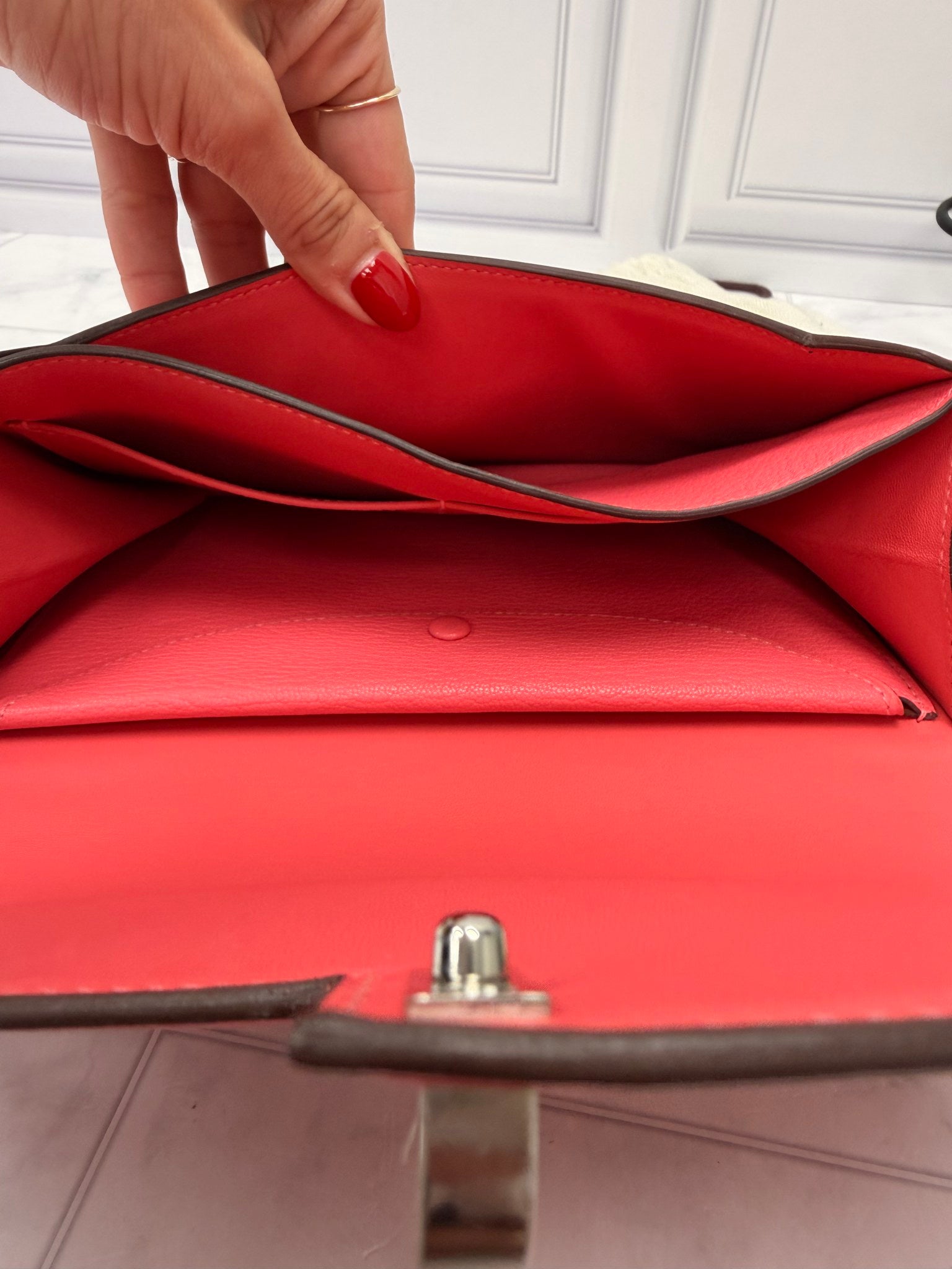 Hermes Pink Chevre Mysore Verrou Clutch 
