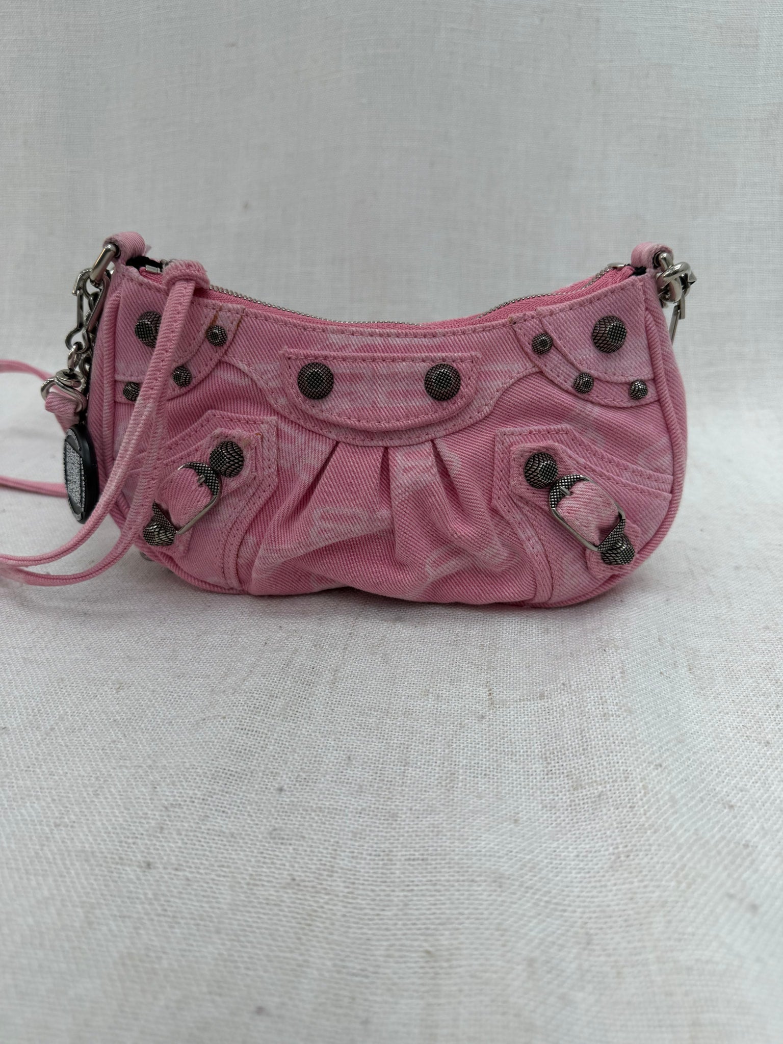 Balenciaga Pink Denim Le Cagole Shoulder Bag