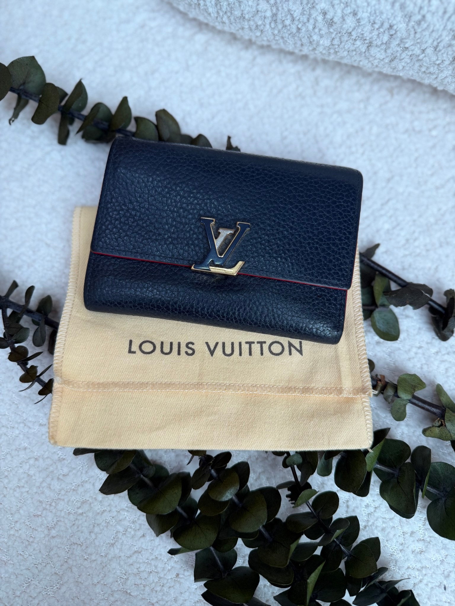 Louis Vuitton Blue Taurillon Leather Capucines Compact Wallet