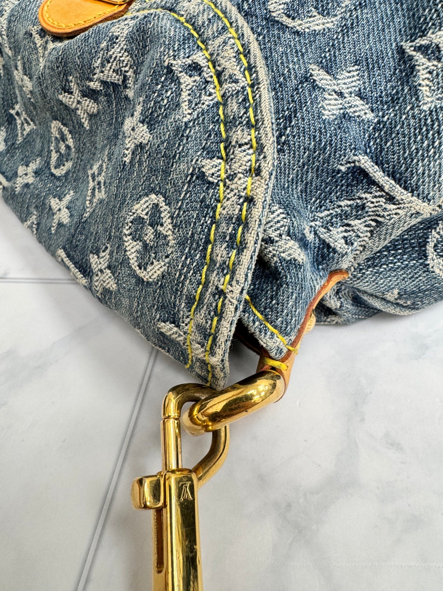 Louis Vuitton Blue Denim Monogram Mini Pleaty Shoulder Bag