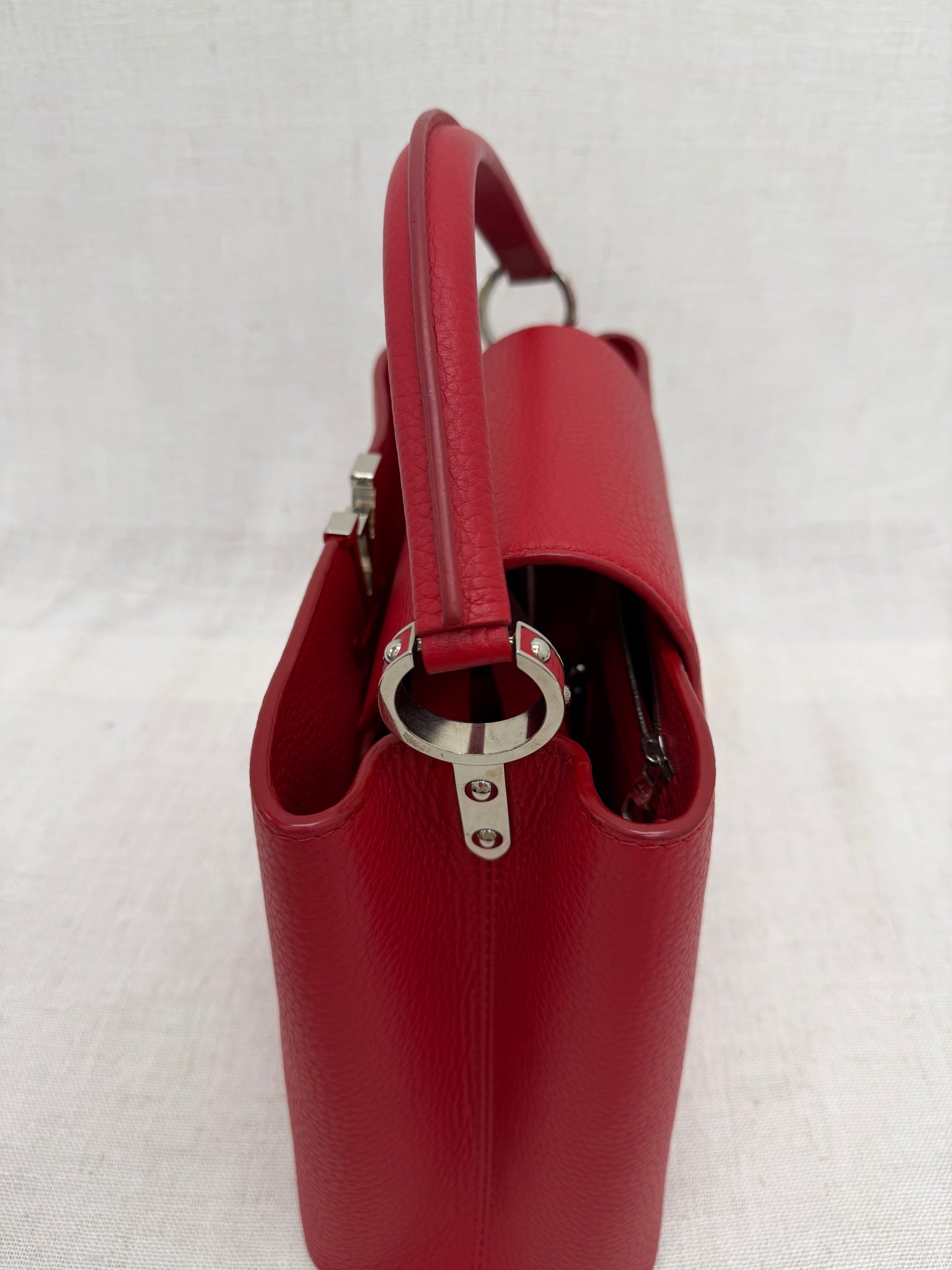 Louis Vuitton Red Taurillon Leather Capucine MM