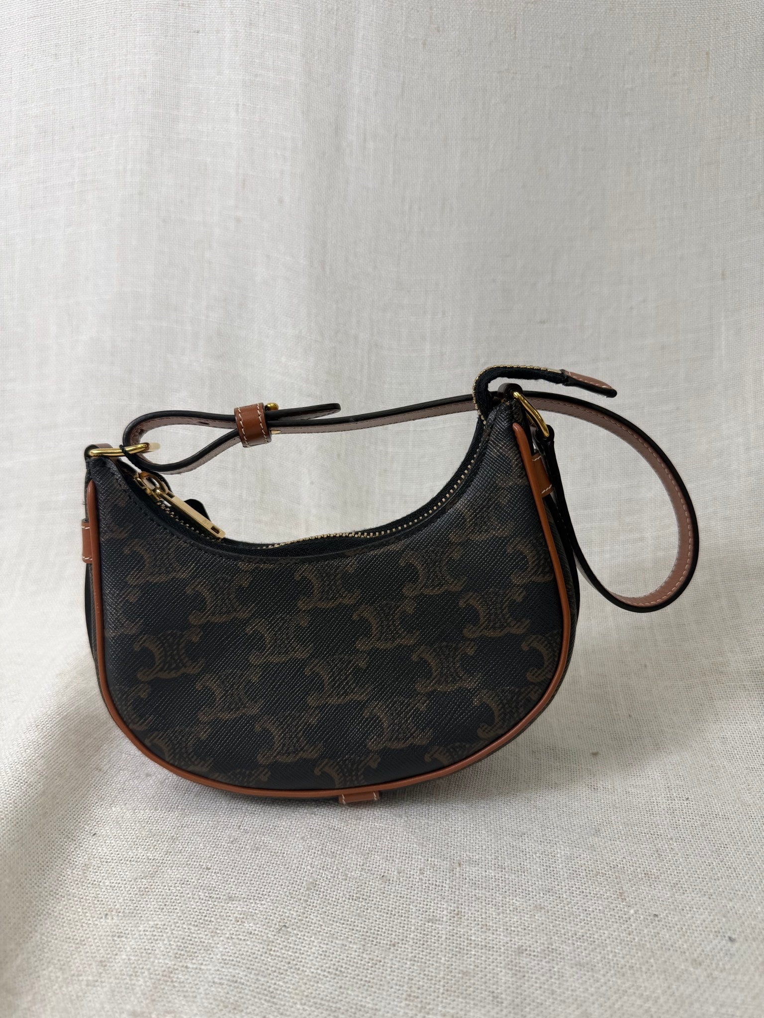 Celine Brown Coated Canvas Mini Ava Shoulder Bag 