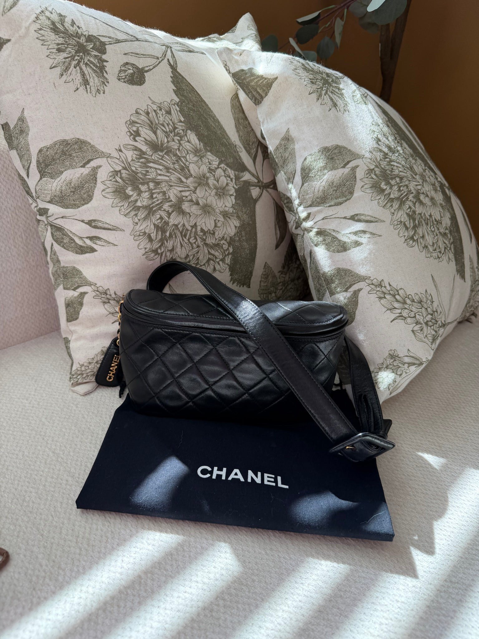Chanel Black Lambskin Leather Belt Bag 
