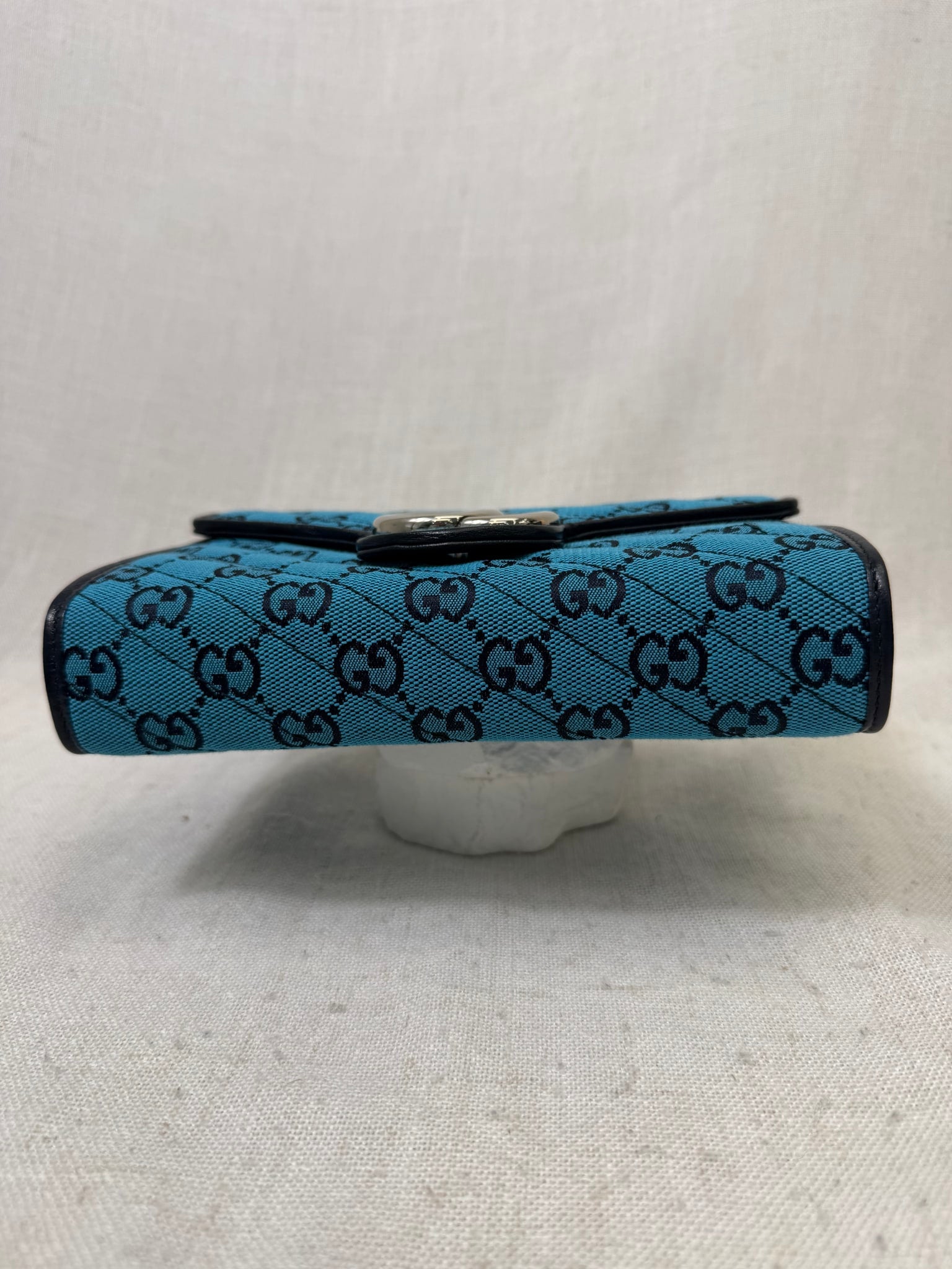 Gucci Blue GG Marmont Canvas Wallet on Chain 