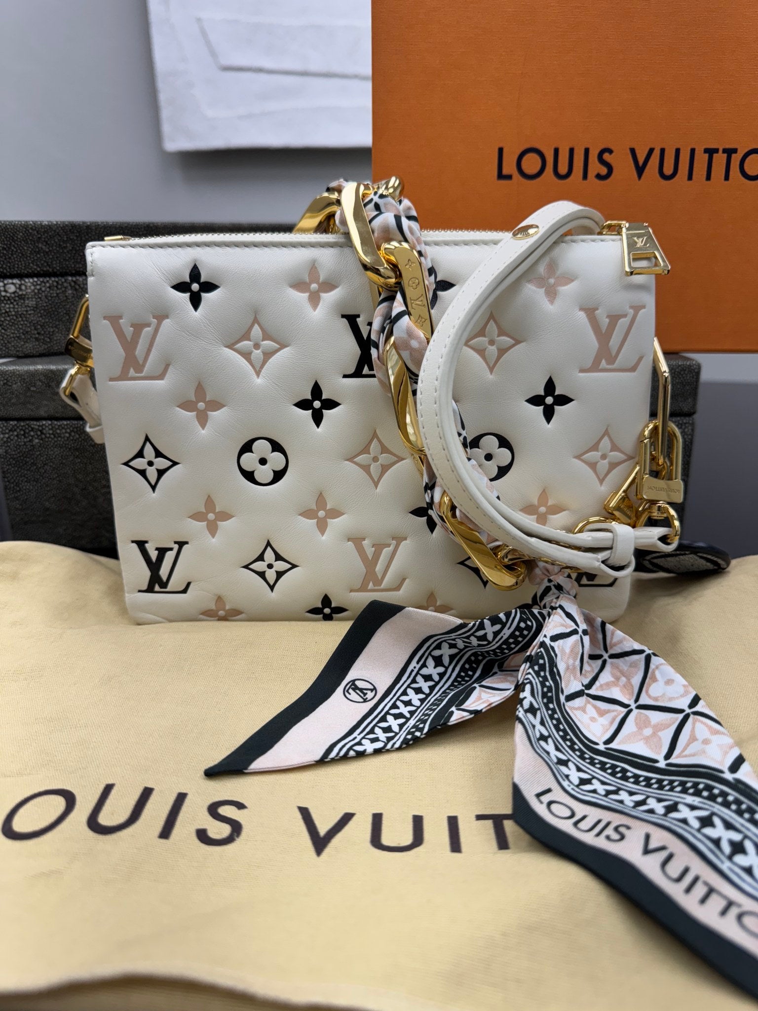 Louis Vuitton White Coussin BB Shoulder Bag