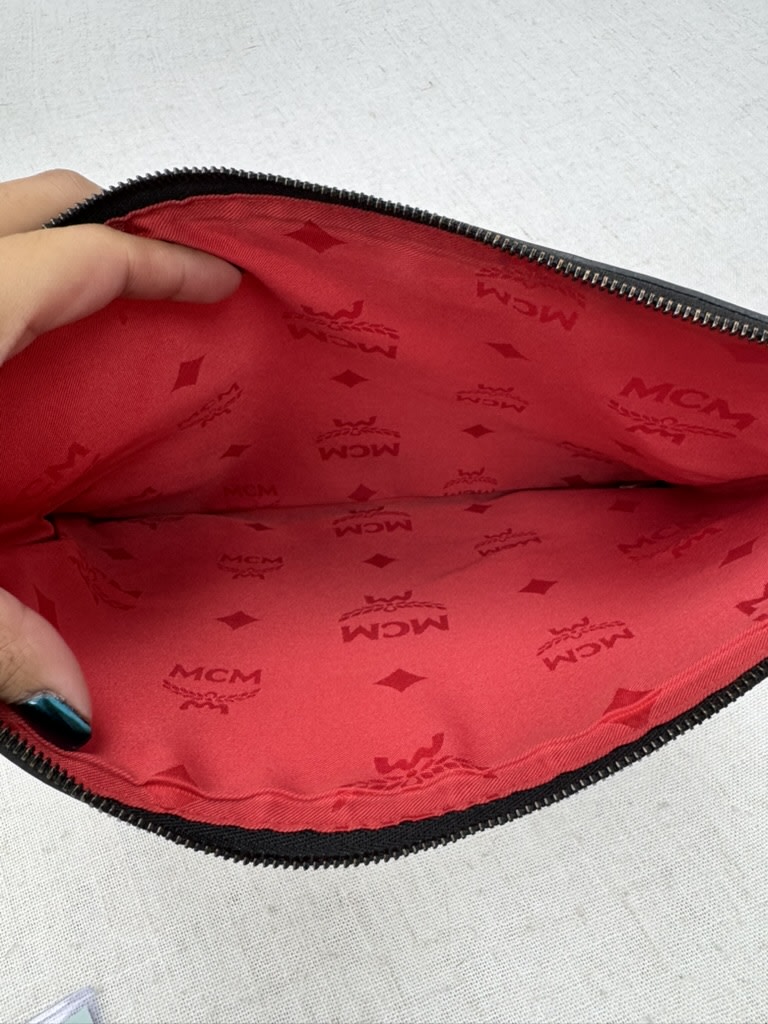 MCM Visetos Creme Lip Print Limited Edition Pouch