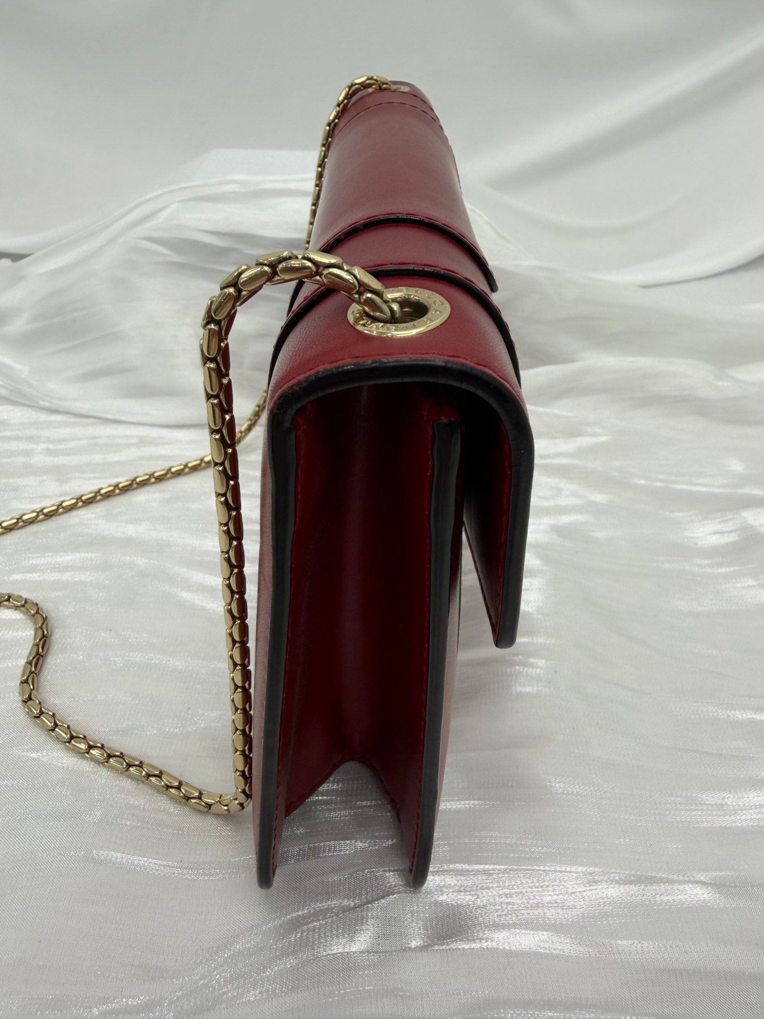 Bvlgari Red Leather Small Serpenti Forever Chain Bag