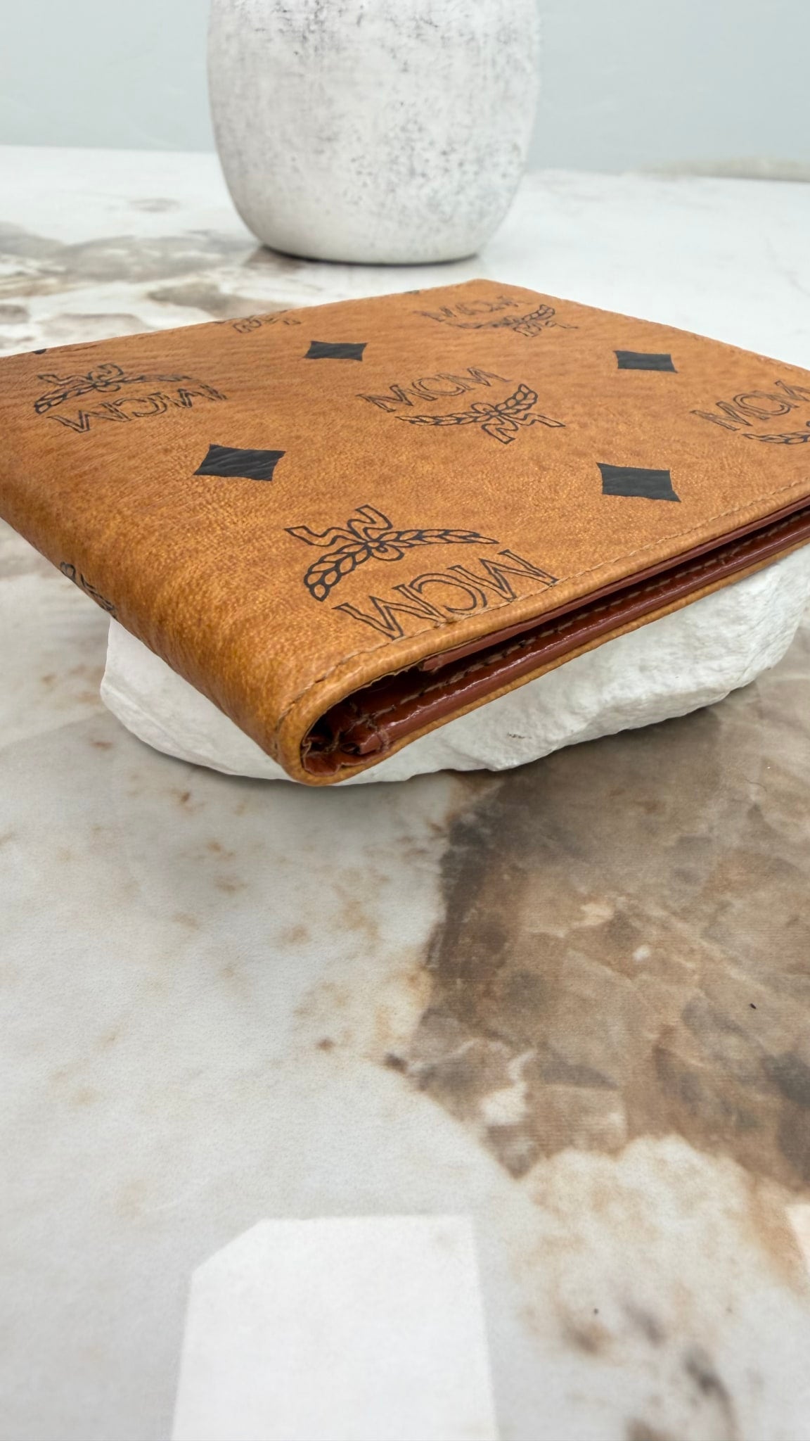 MCM Cognac Visetos Leather Bifold