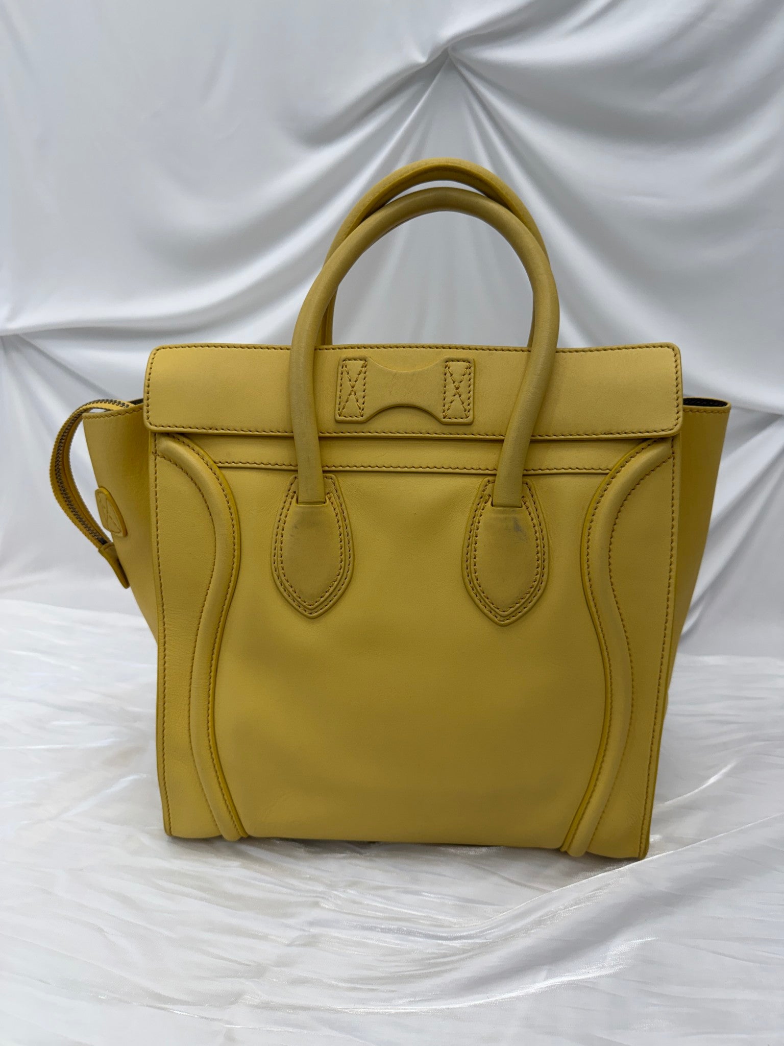 Celine Yellow Leather Mini Luggge Handbag