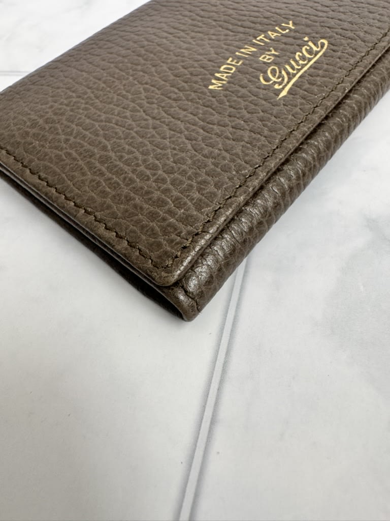 Gucci Brown Grained Leather Swing Card Case