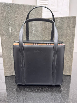 Burberry Black Leather Box Handbag