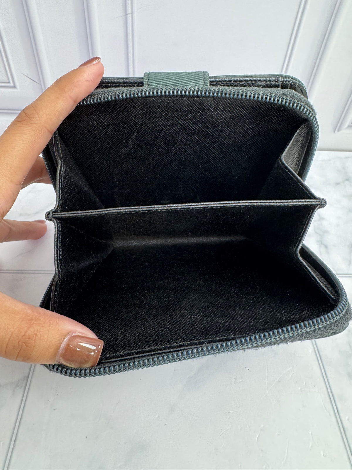 Prada Dark Green Nylon Compact Zippy Wallet