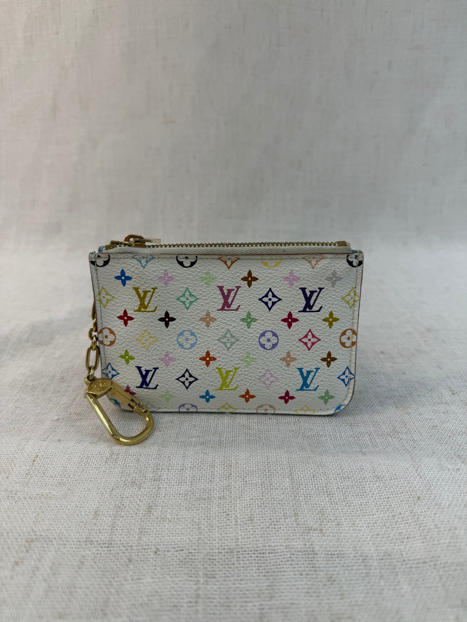 Louis Vuitton White Multicolor Pochette Cles Coin Pouch