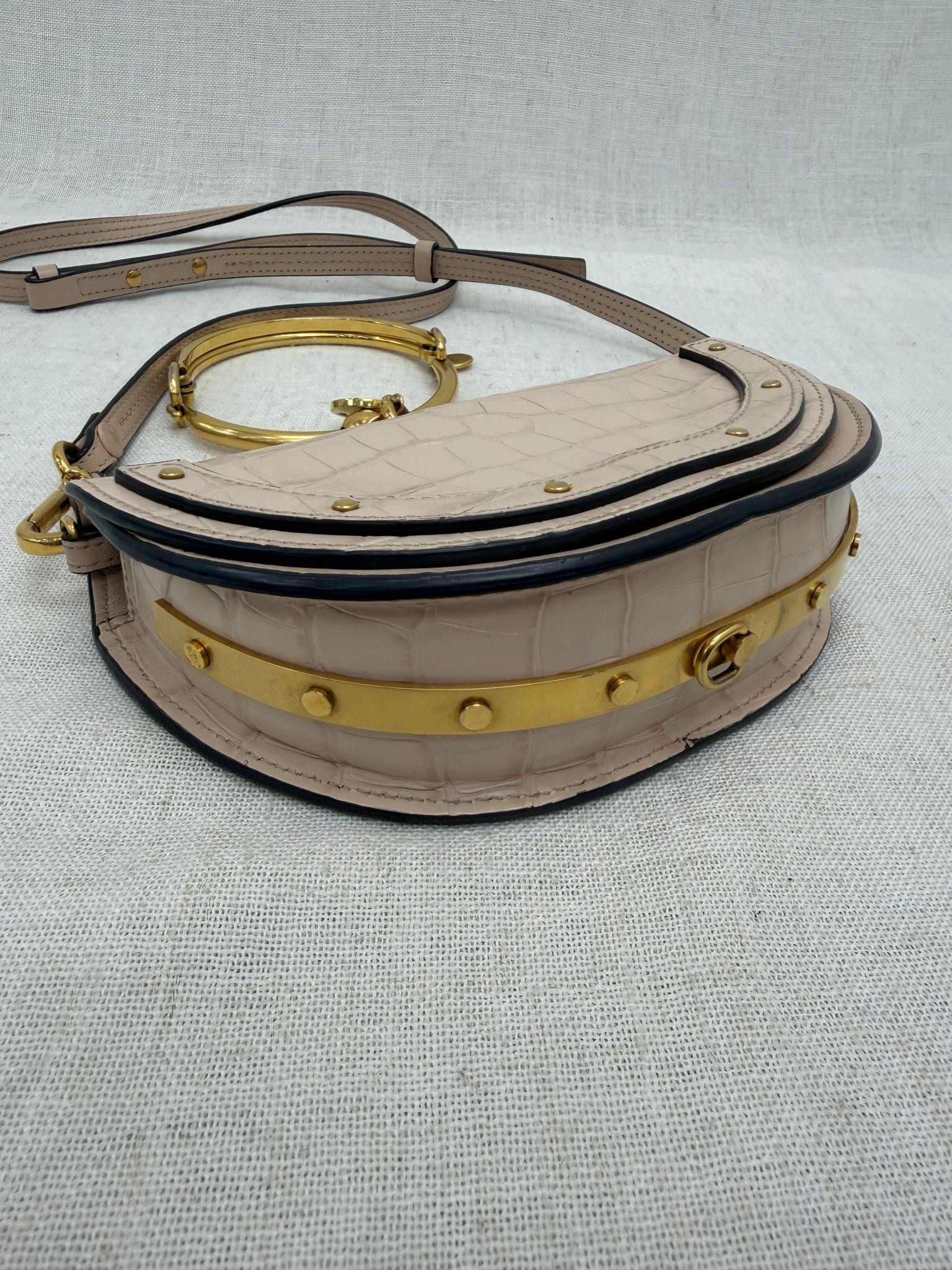 Chloe Pink Alligator Embossed Bracelet Bag