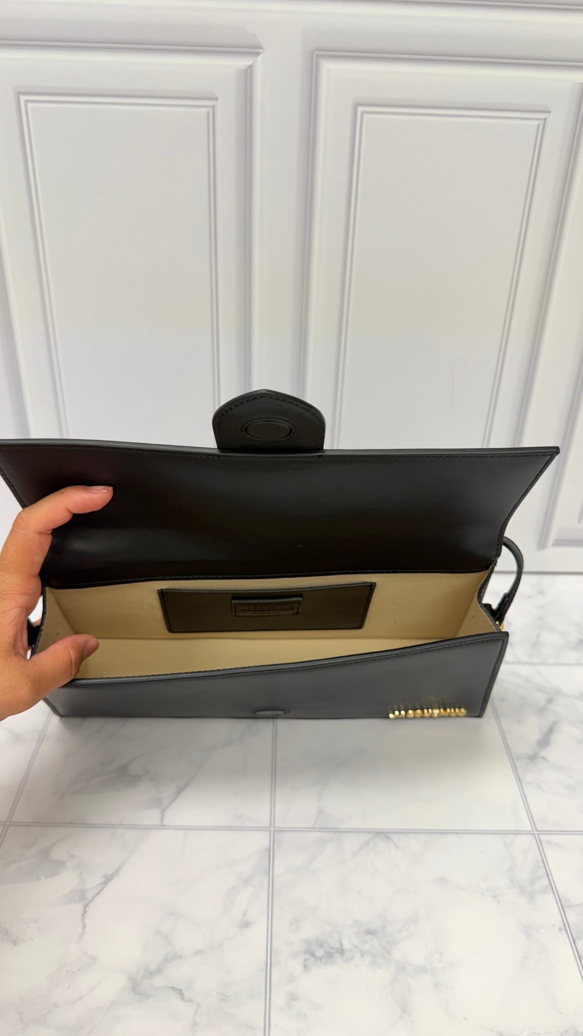 BRAND NEW - Jacquemus Black Leather Le Bambino Long Shoulder Bag