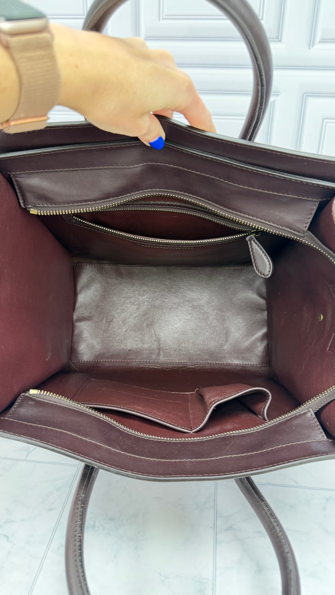 Celine Burgundy Python & Leather Mini Luggage Bag