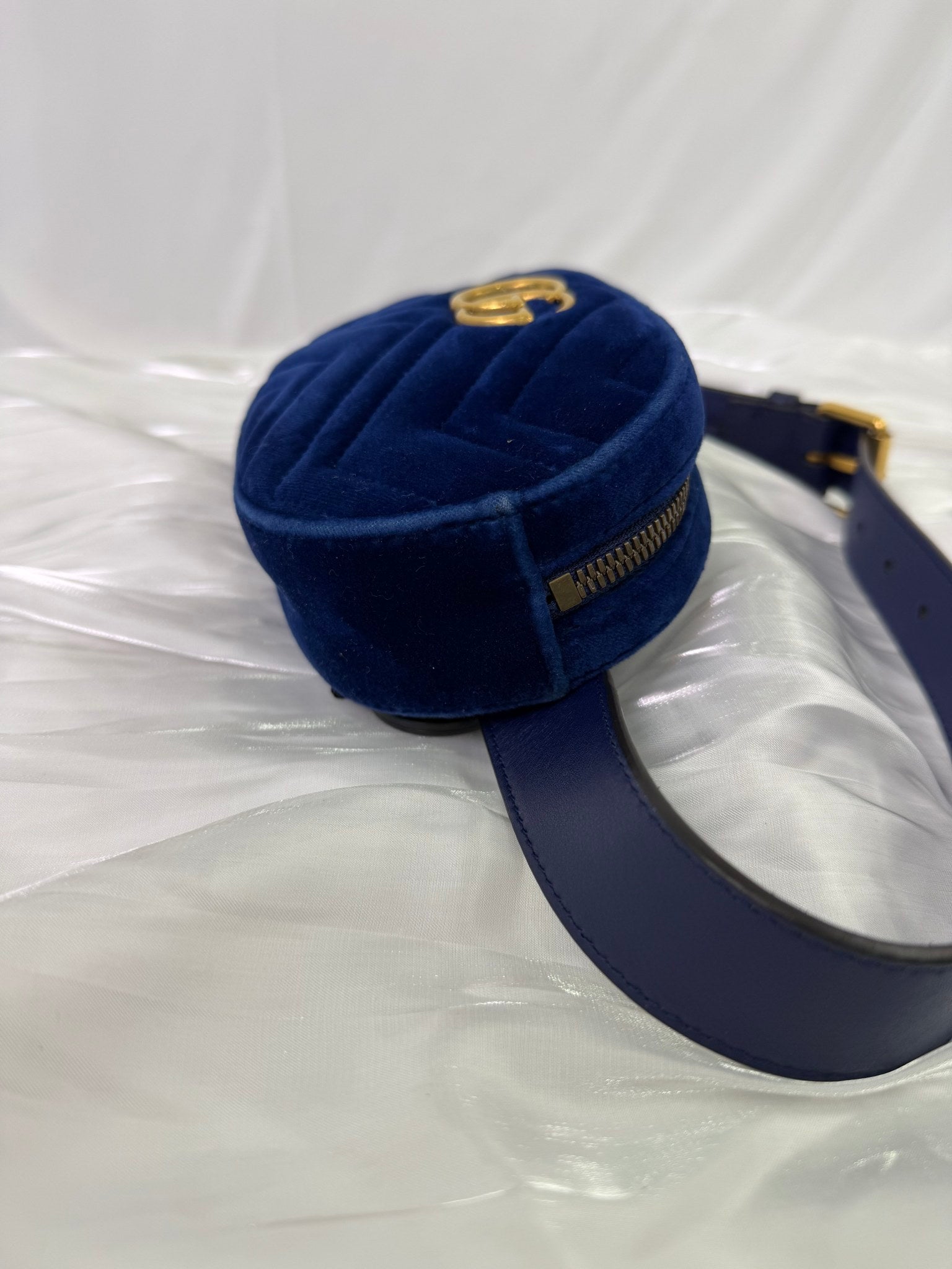 Gucci Royal Blue Velvet Marmont Belt Bag