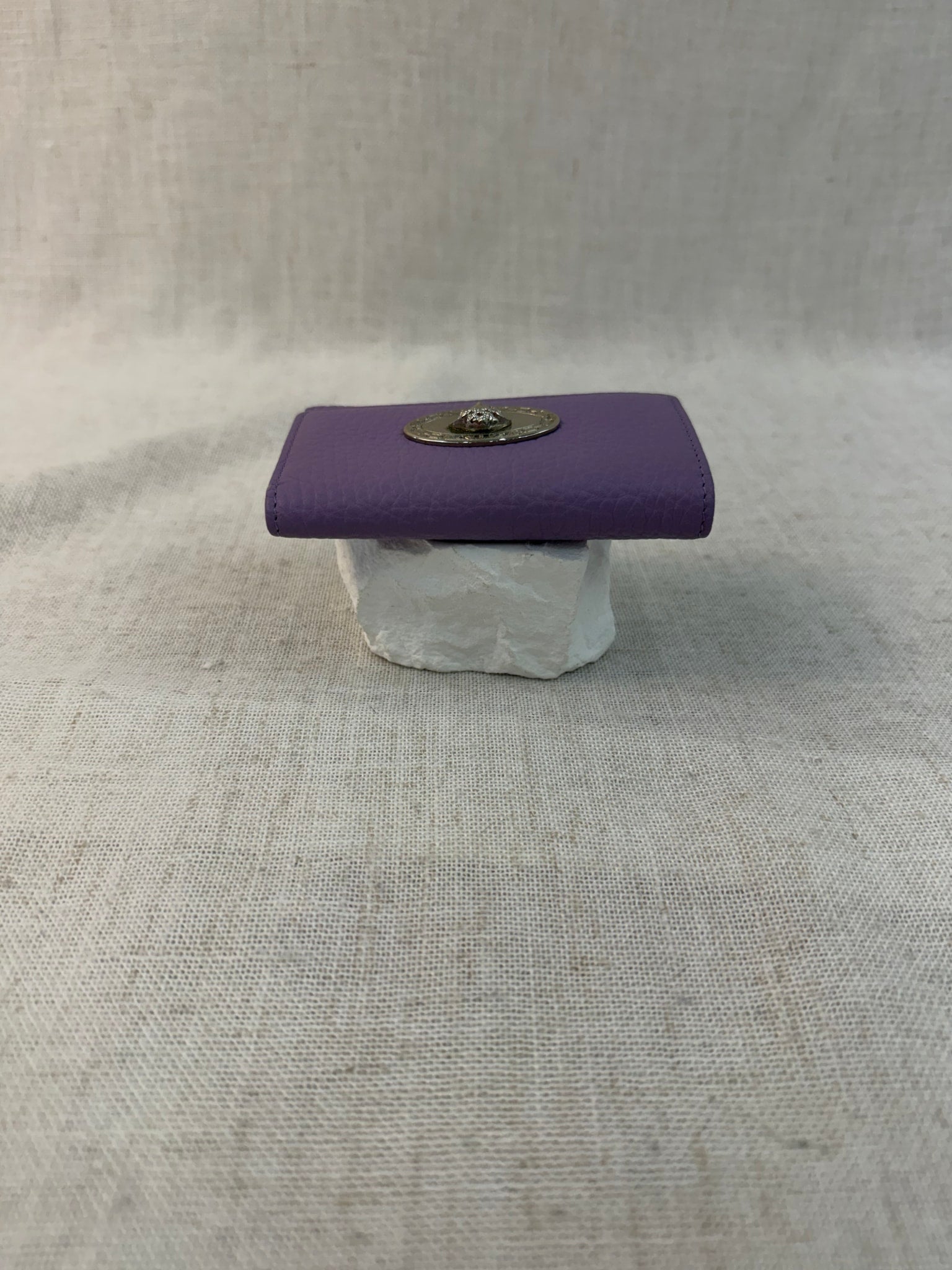 Versace Lavender Leather Medusa Head 6 Ring Key Holder