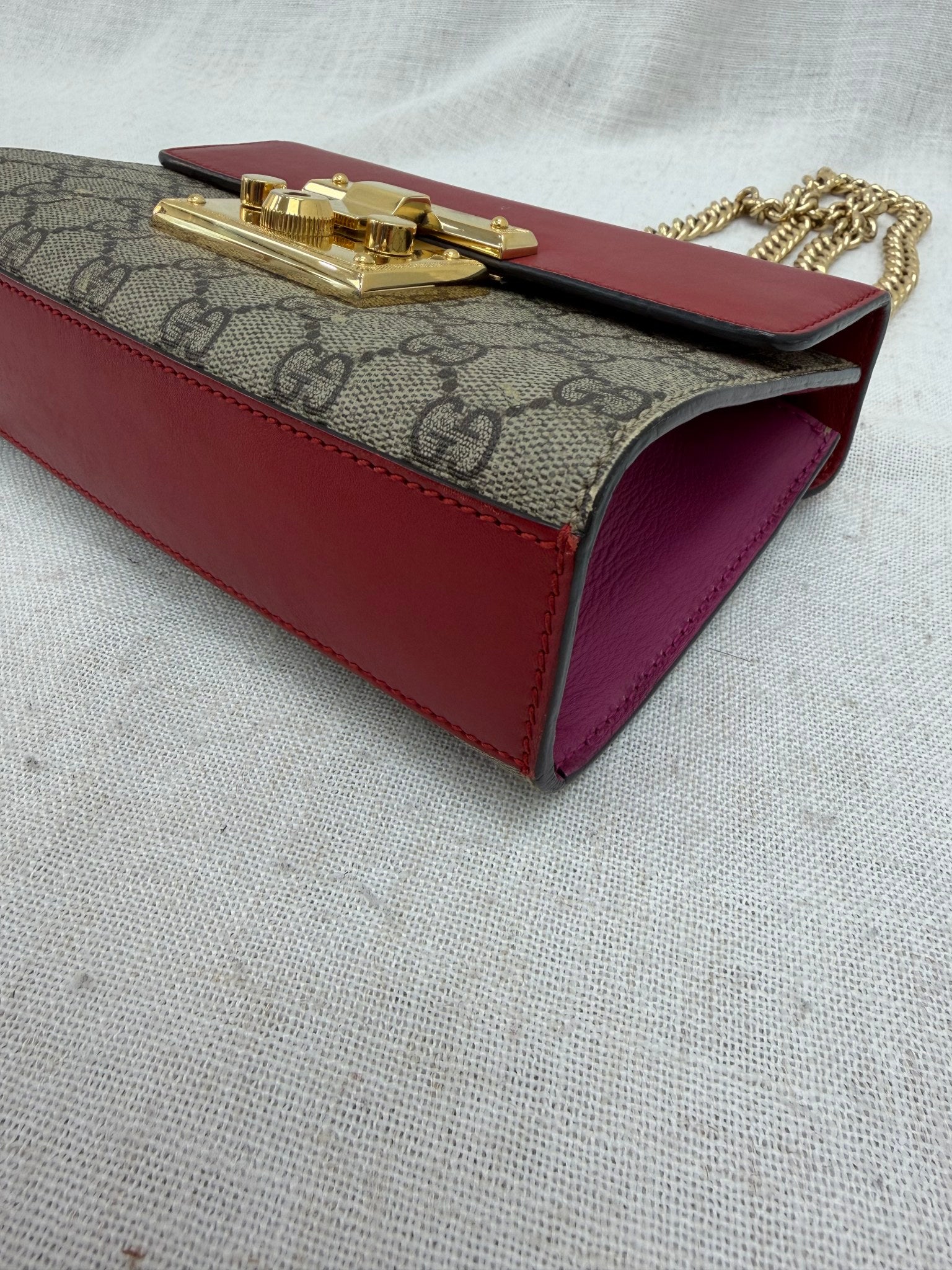Gucci Tricolor Leather Padlock Chain Shoulder Bag