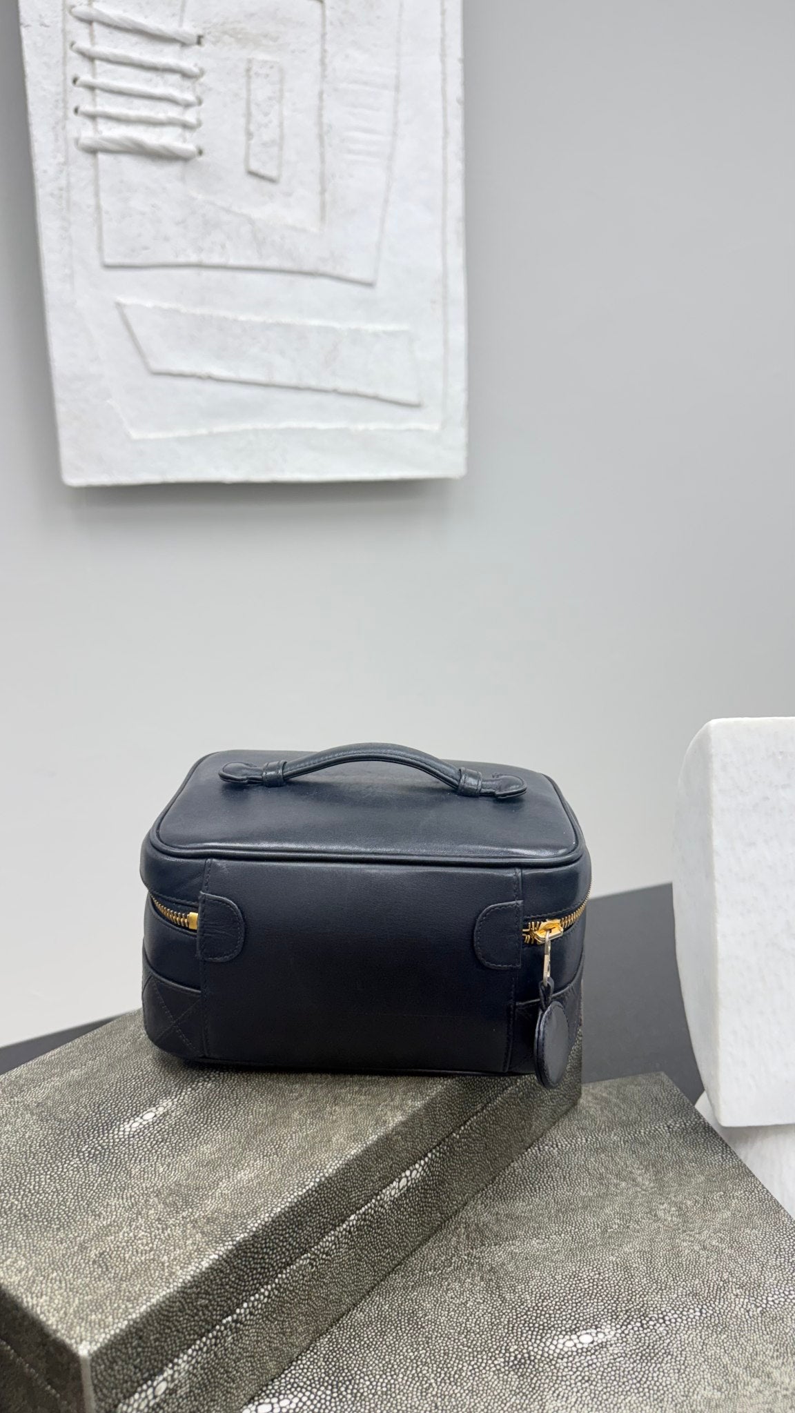 Chanel Black Lambskin Leather Vanity Case 