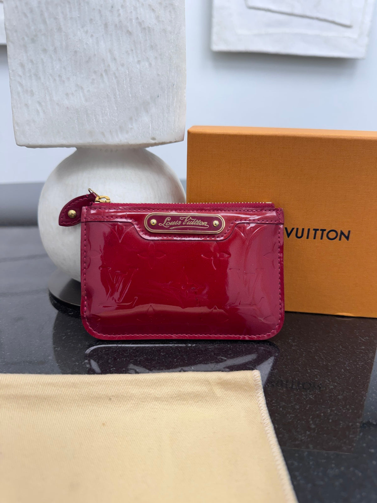 Louis Vuitton Red Vernis Monogram Pochette Cles