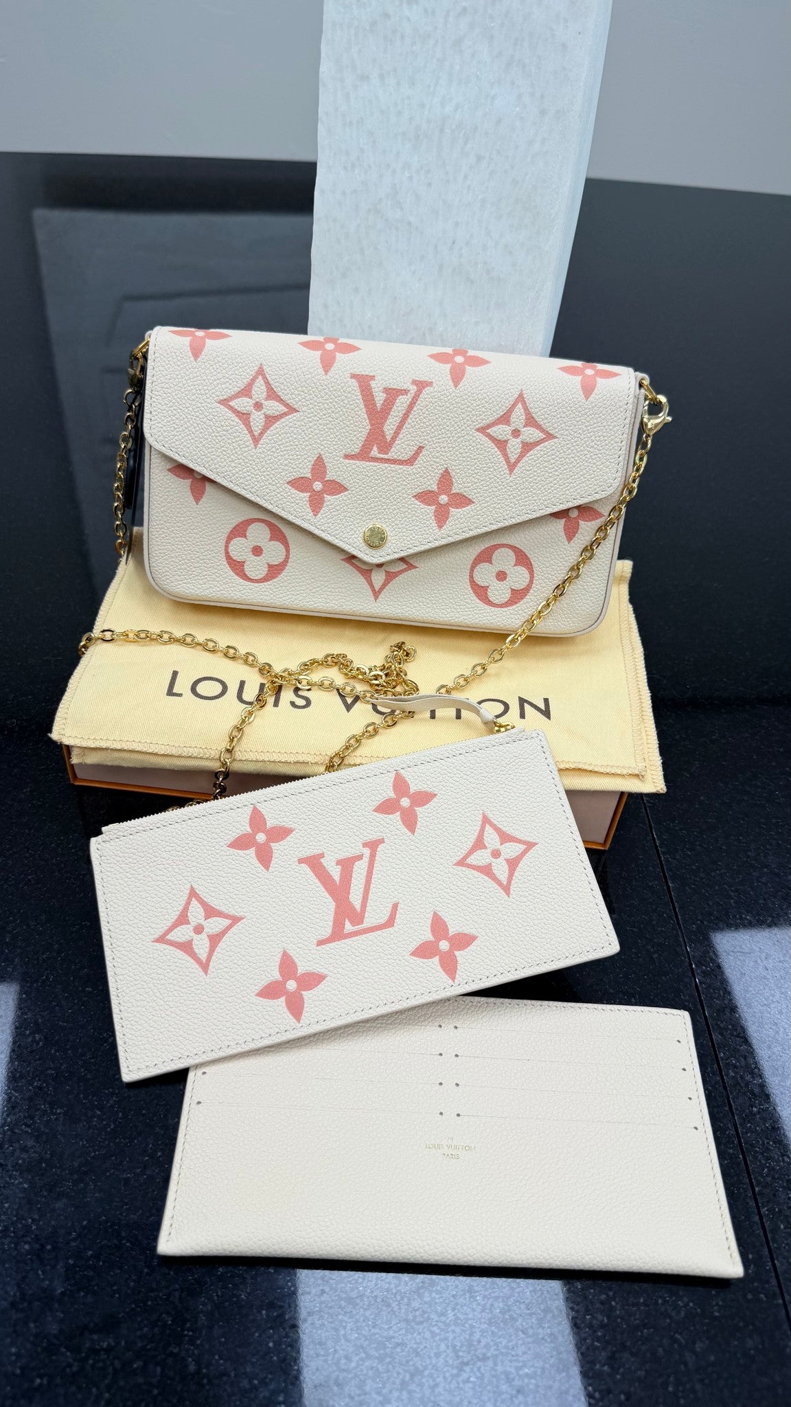 Louis Vuitton Cream & Rose Trianon Pink Giant Empreinte "By The Pool" Felicie Pochette 