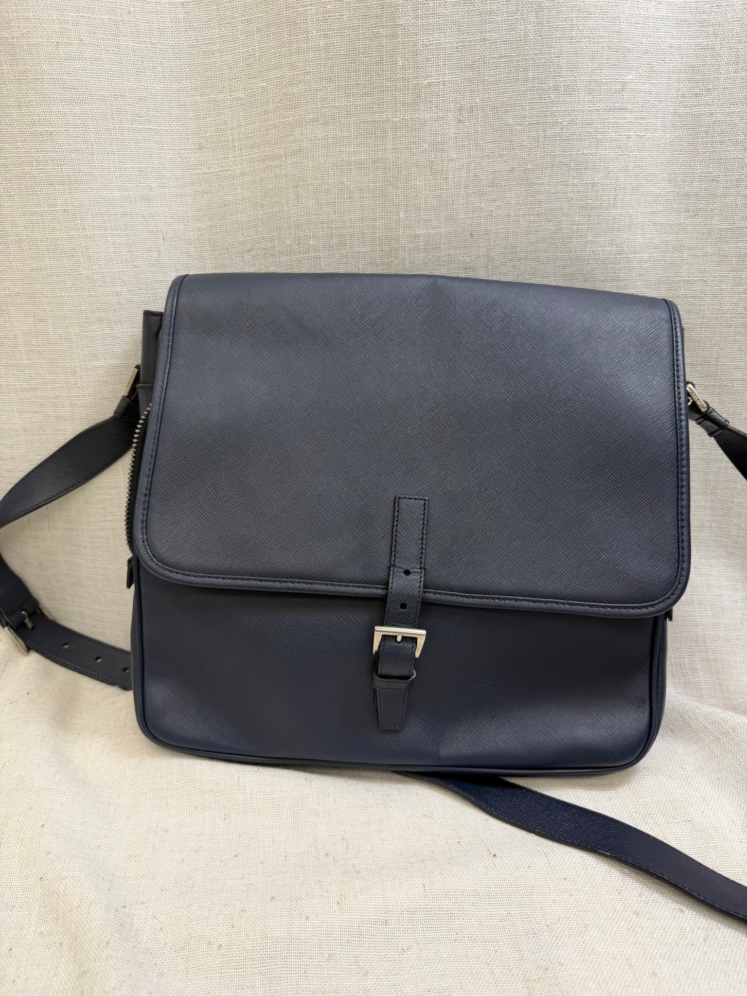 Prada Blue Saffiano leather Messenger Bag