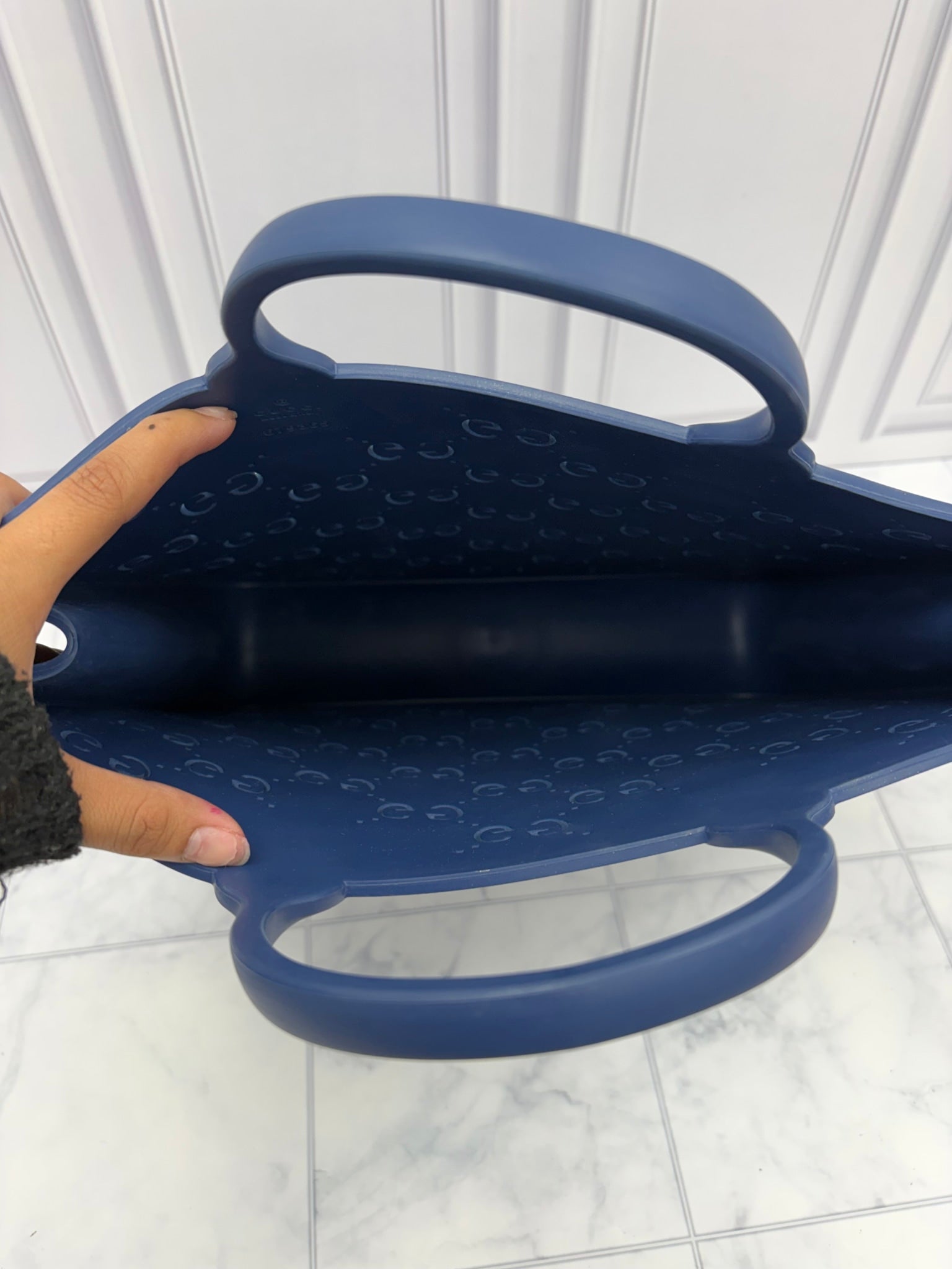 Gucci Navy GG Perforated Rubber Tote Bag