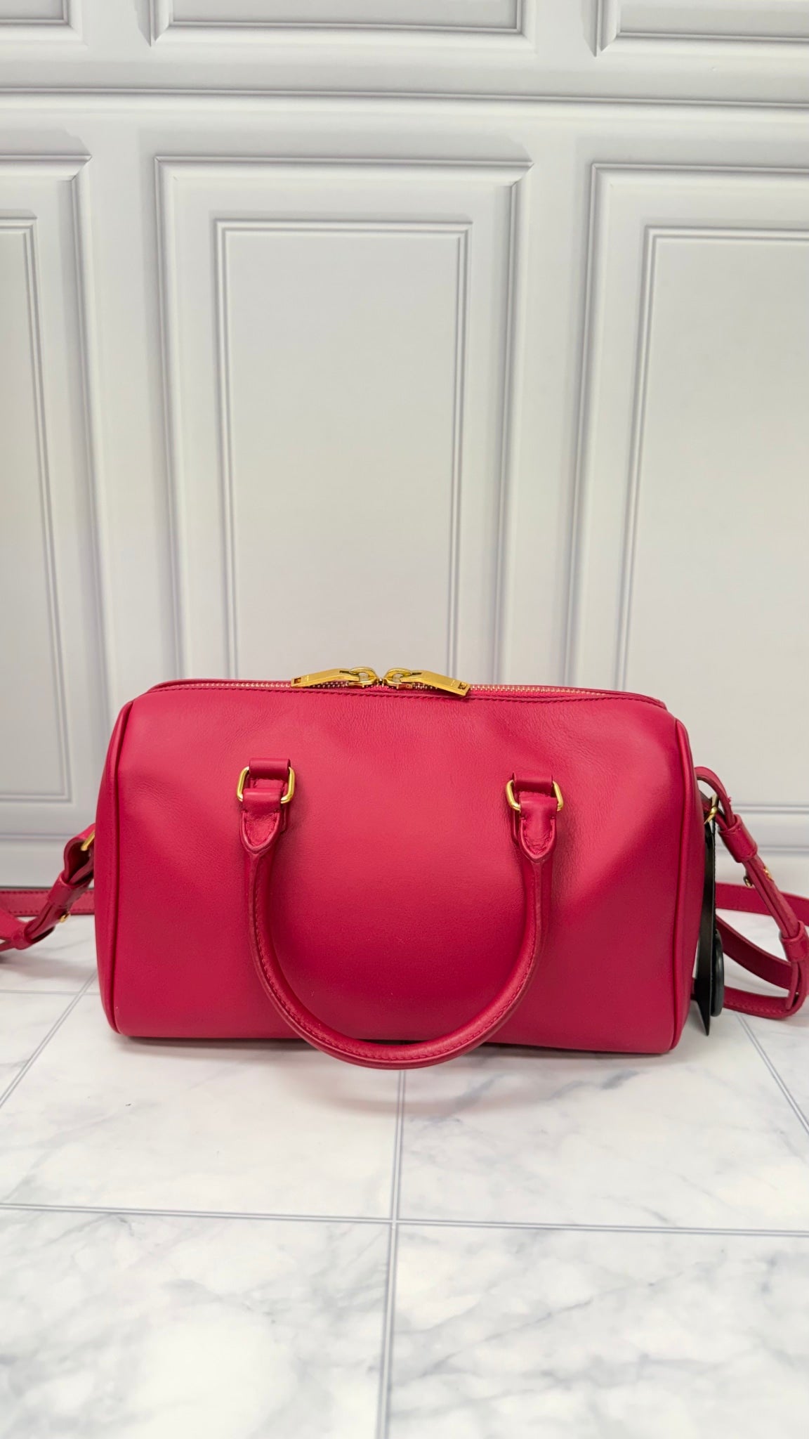 Saint Laurent YSL Pink Leather Baby Classic Duffle Bag