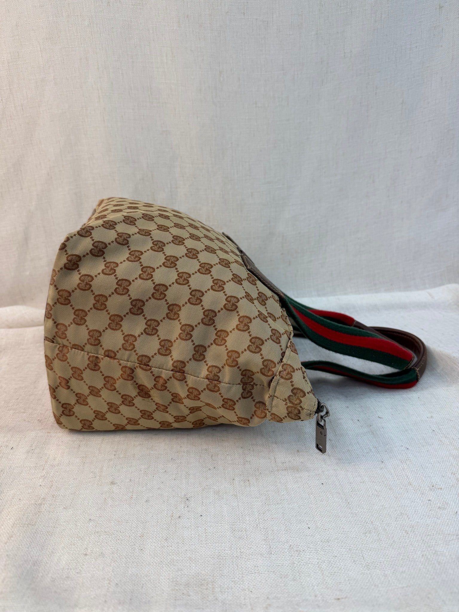 Gucci Brown Canvas Web Tote Bag