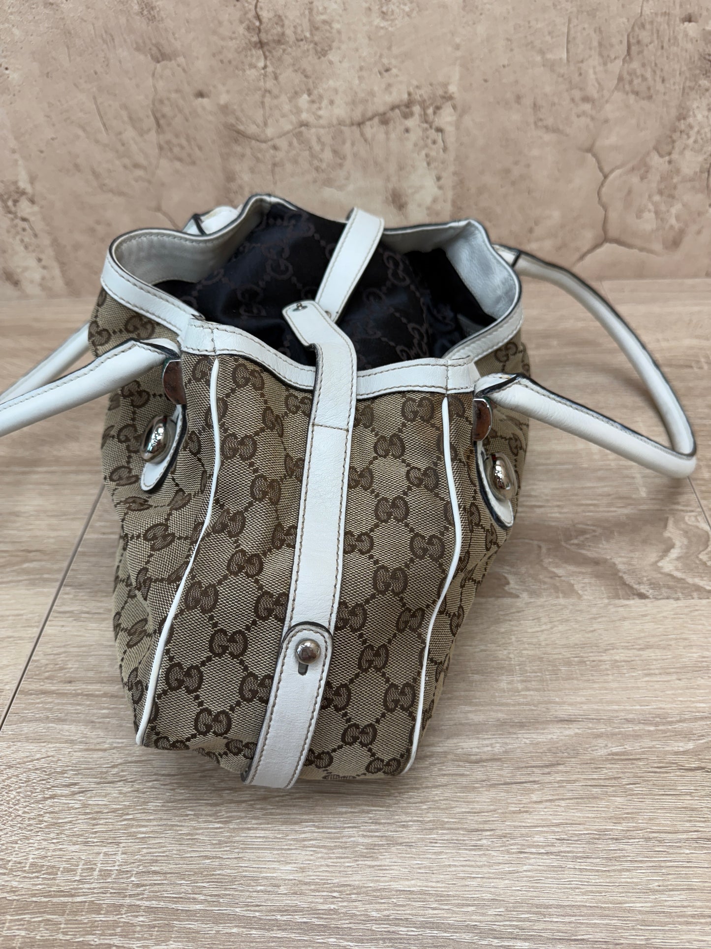Gucci Beige GG Canvas Match Ball Sherry Line Tote Bag