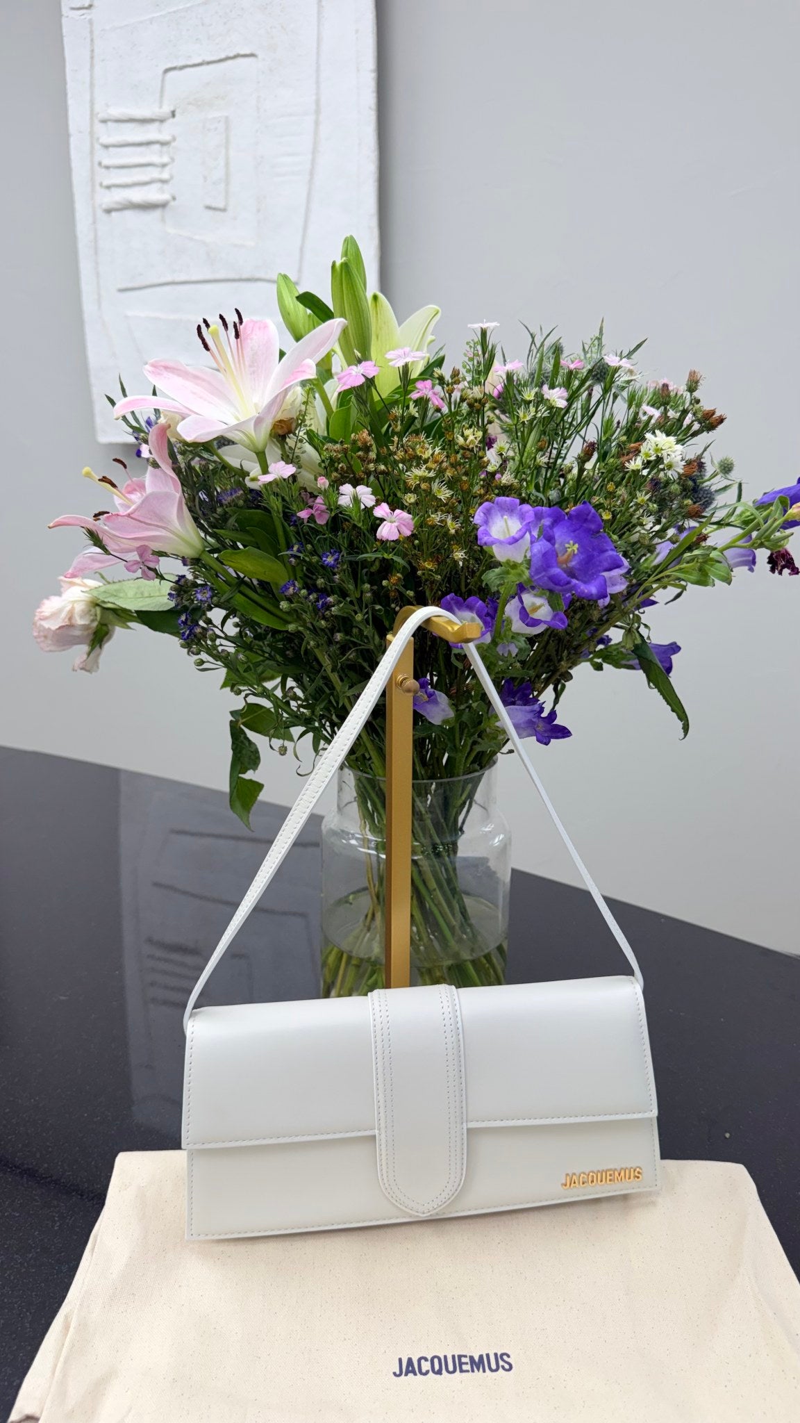 BRAND NEW - Jacquemus White Leather Le Bambino Long Shoulder Bag