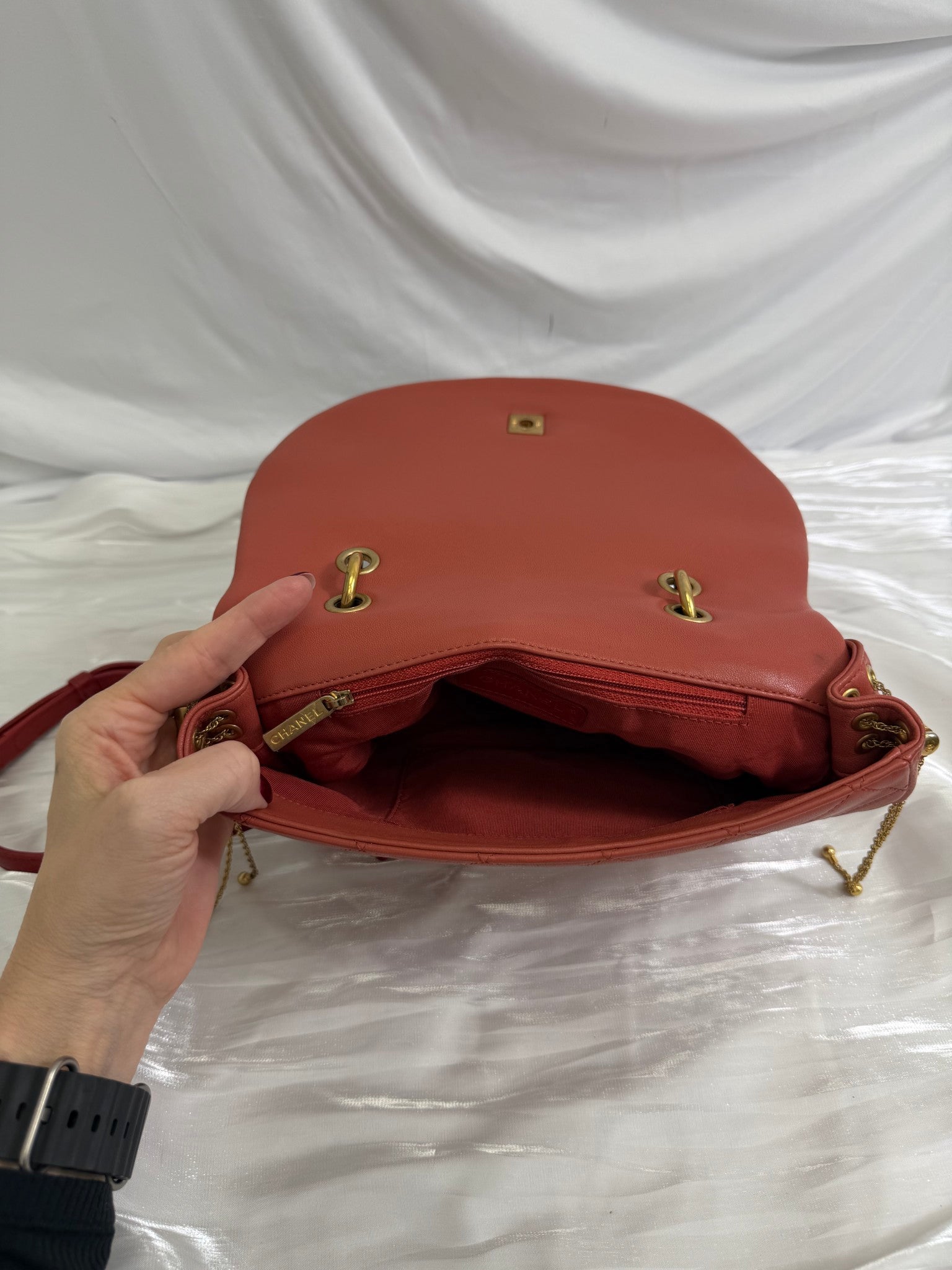 Chanel Burgundy Bi Color Quilted Calfskin Saddle Bag