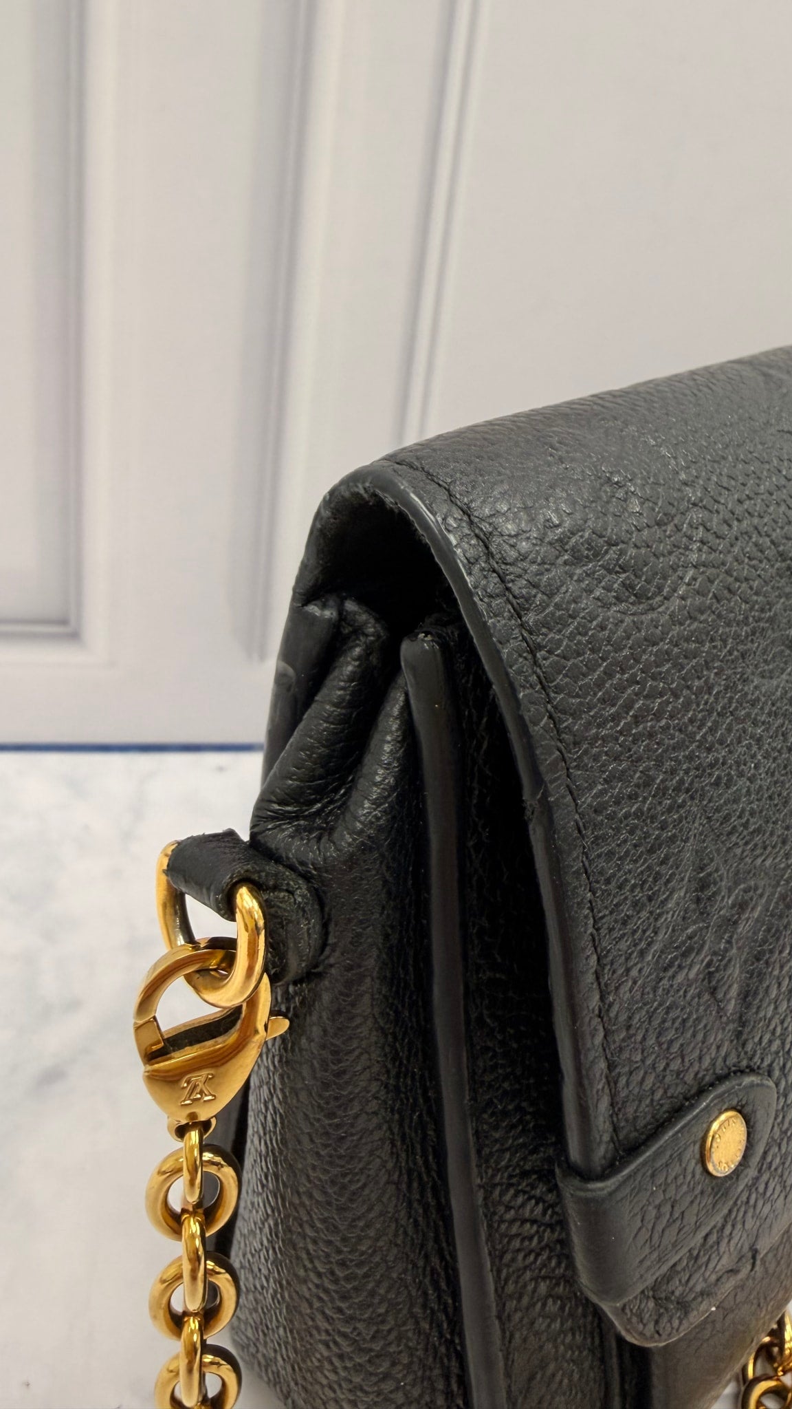 Louis Vuitton Black Monogram Empreinte Leather Vavin Chain Crossbody