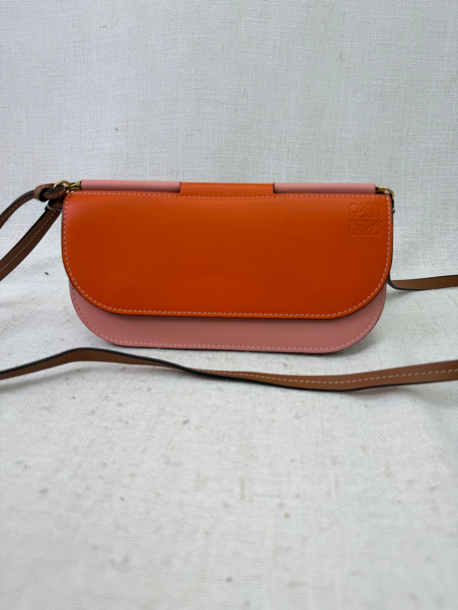 Loewe Orange & Pink Leather Gate Pochette Crossbody