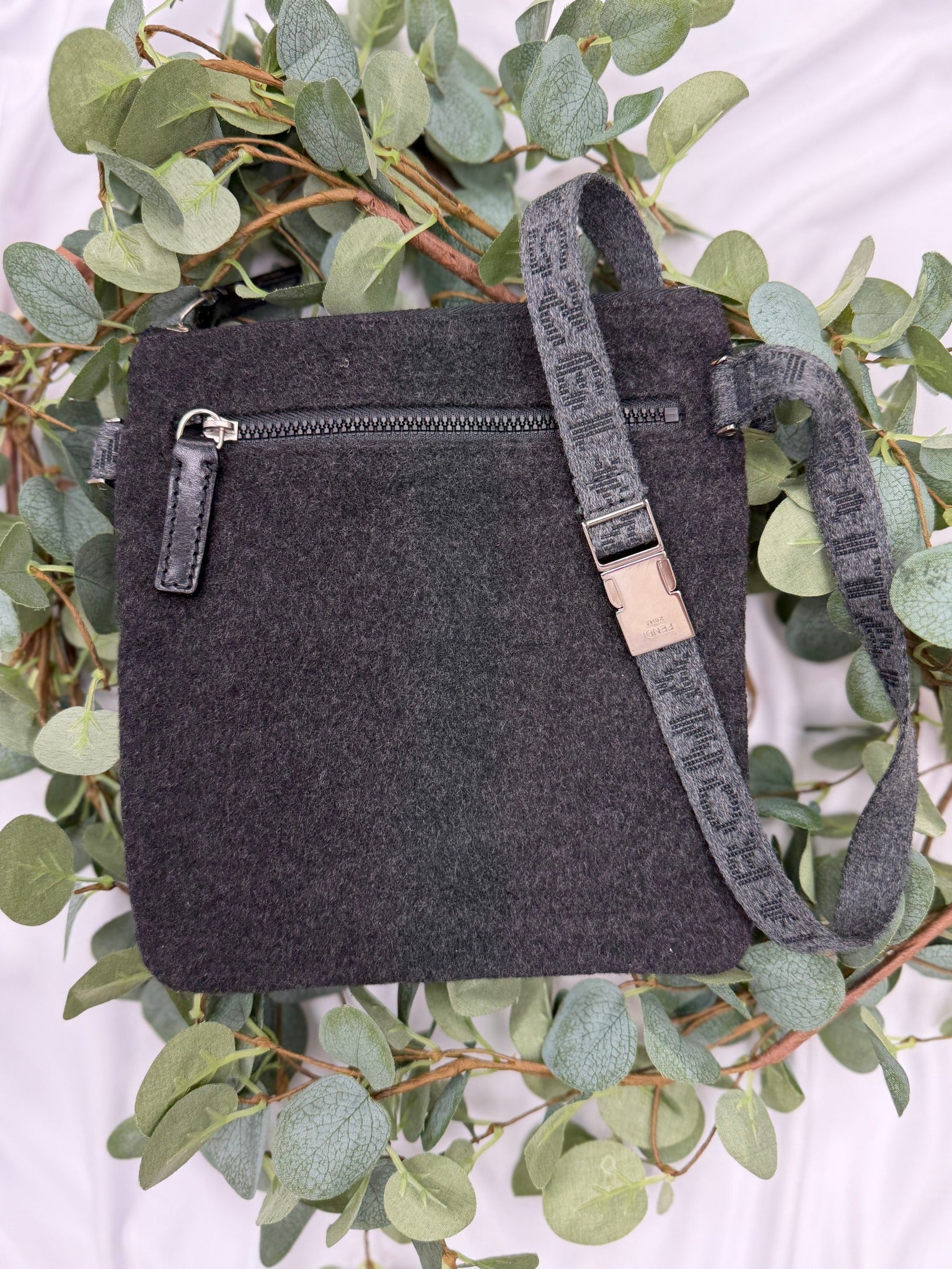 Fendi Grey Wool Blend Belt Bag