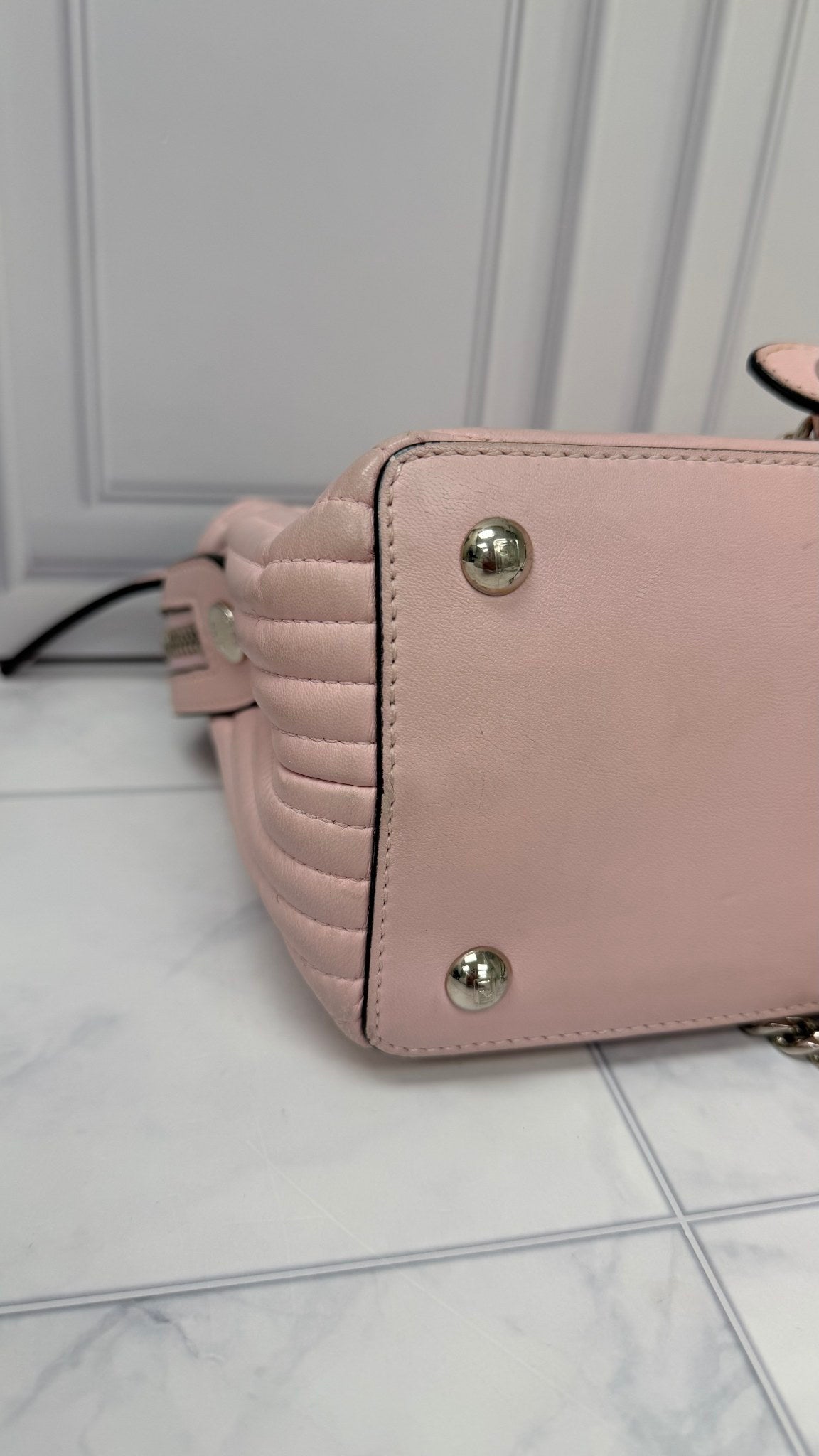 Fendi Pink Quilted Lambskin Leather Dotcom Click Small Shoulder Bag