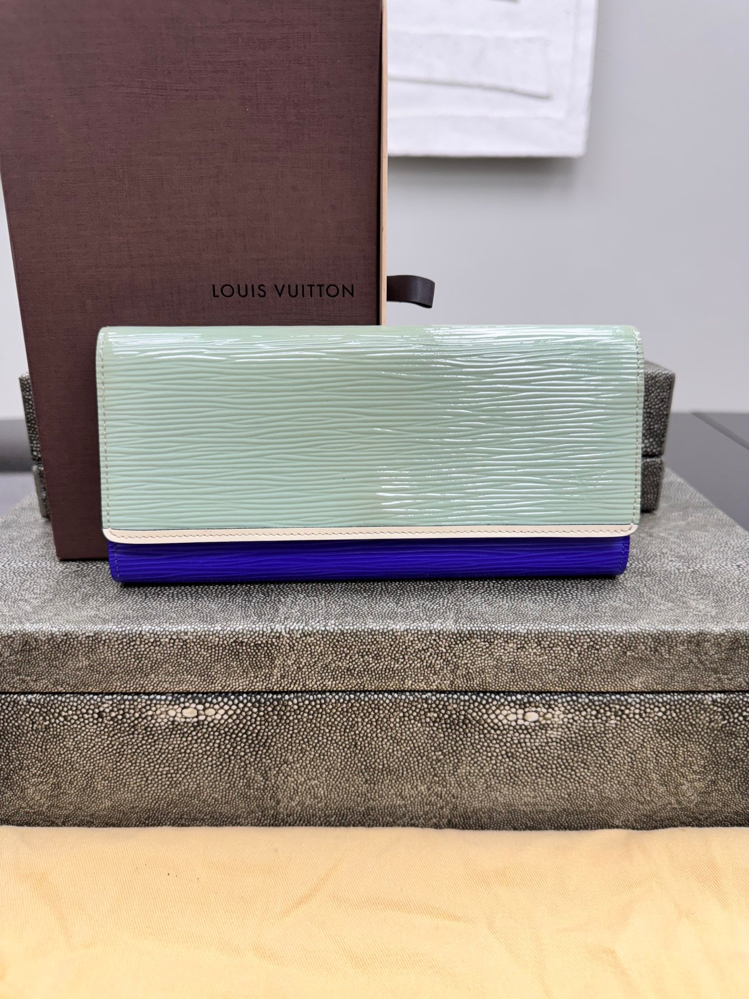 Louis Vuitton Mint Green And Indigo Epi Long Wallet