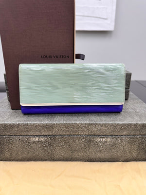 Louis Vuitton Mint Green And Indigo Epi Long Wallet