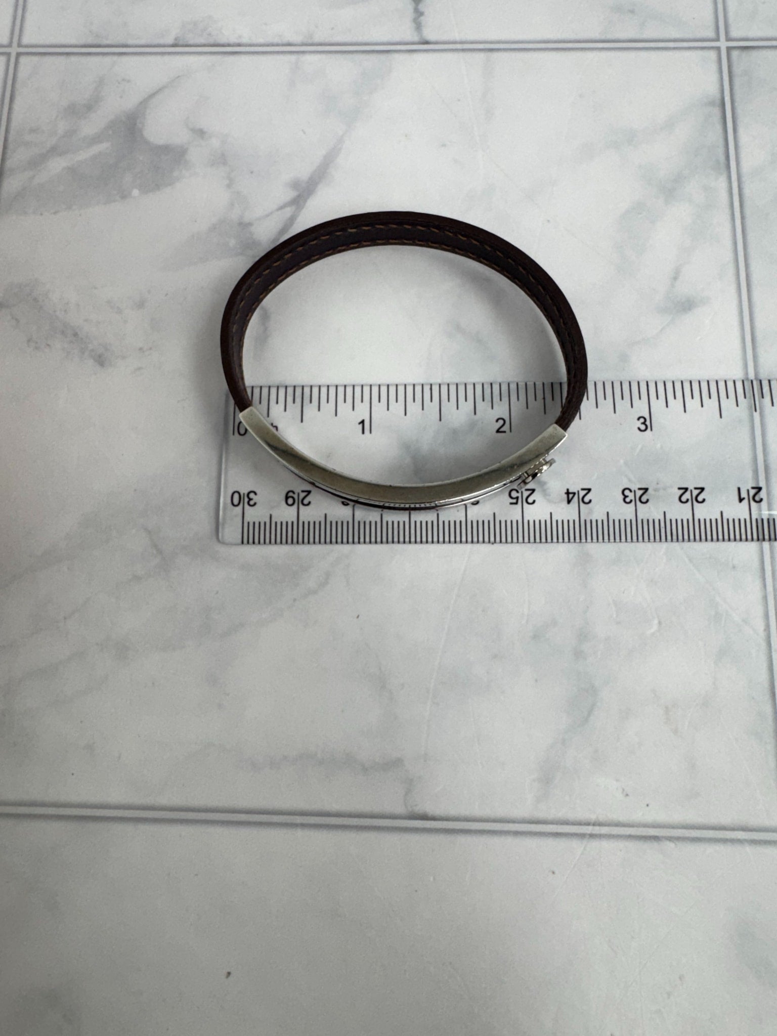 Hermes Deep Purple Calfskin Leather Puspus Bangle Bracelet