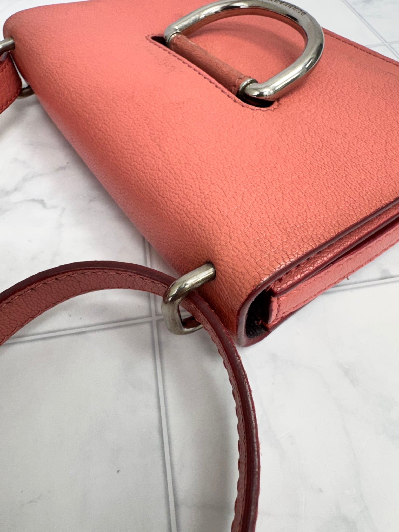Burberry Pink Grained Leather D-Ring Shoulder bag