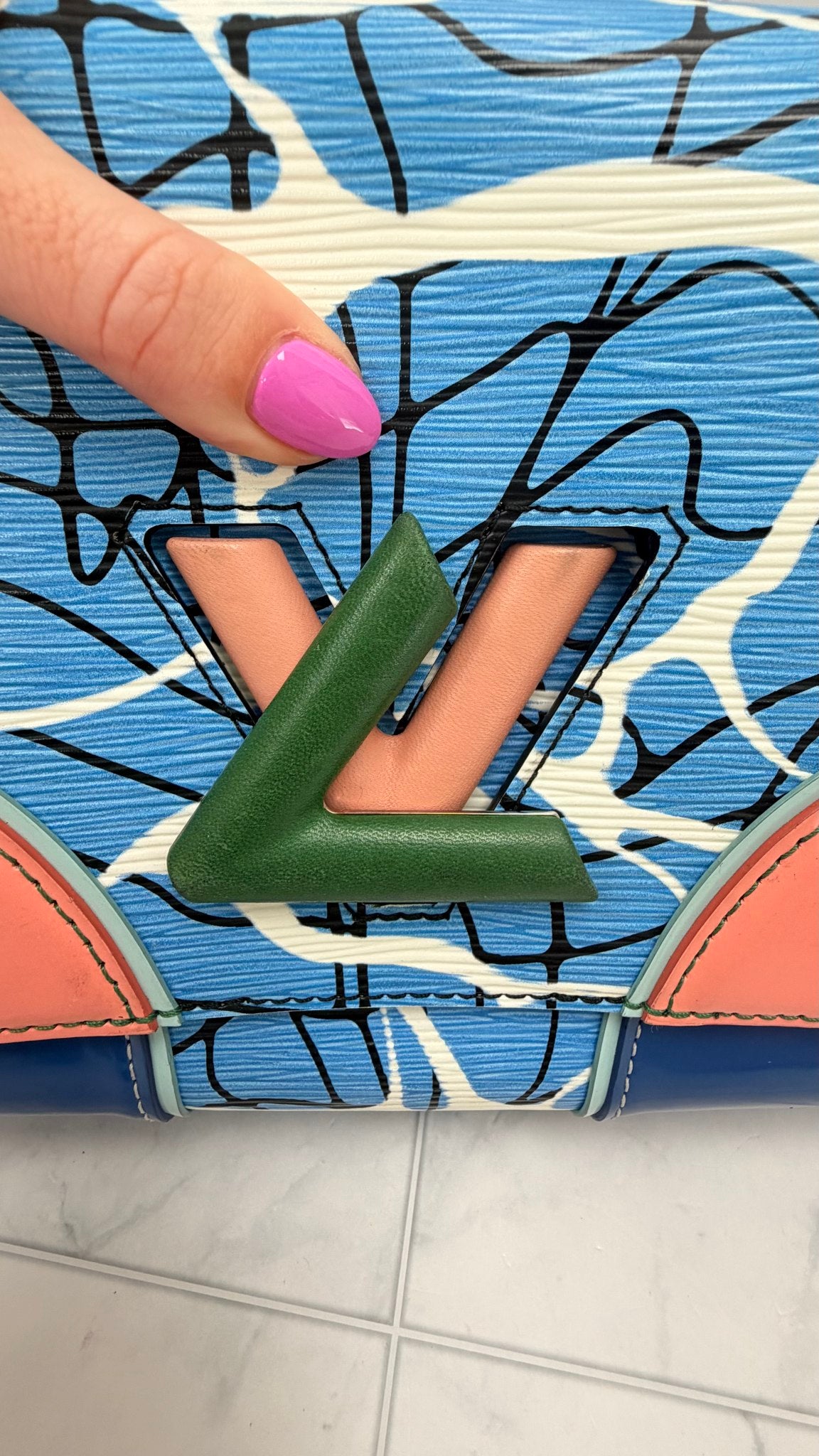 Louis Vuitton Aqua Print Epi Leather Twist MM Bag
