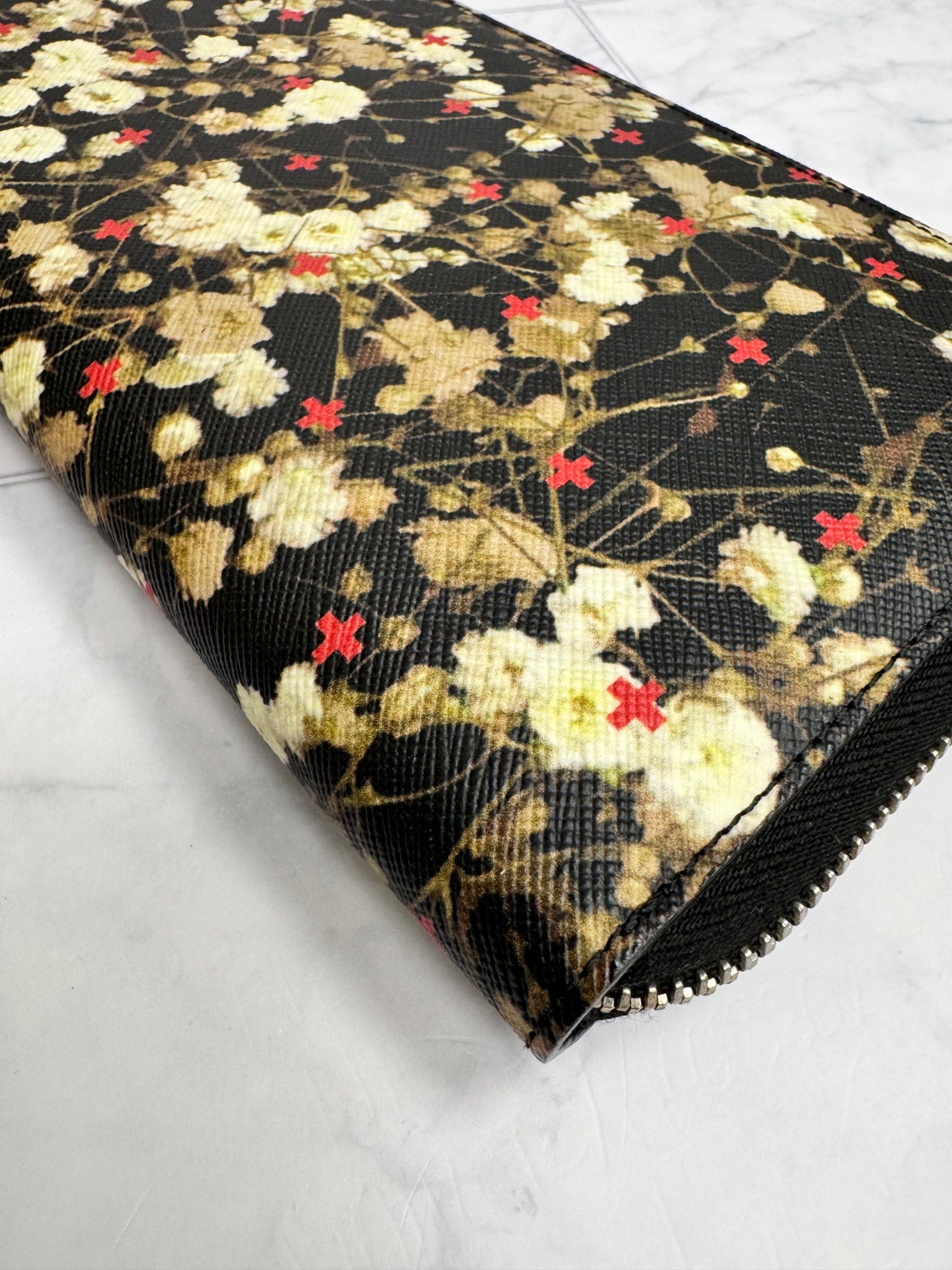Givenchy Black Floral Coated Canvas Long Zippy Wallet