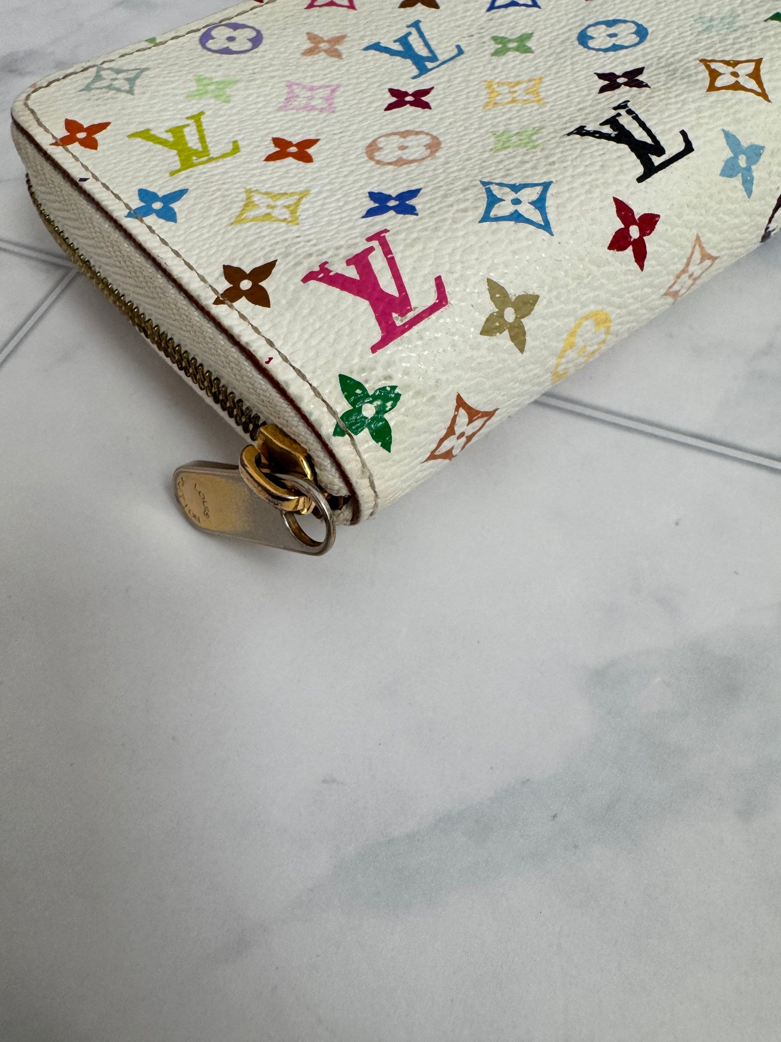 Louis Vuitton White Multicolor Monogram Murakami Compact Zippy Wallet