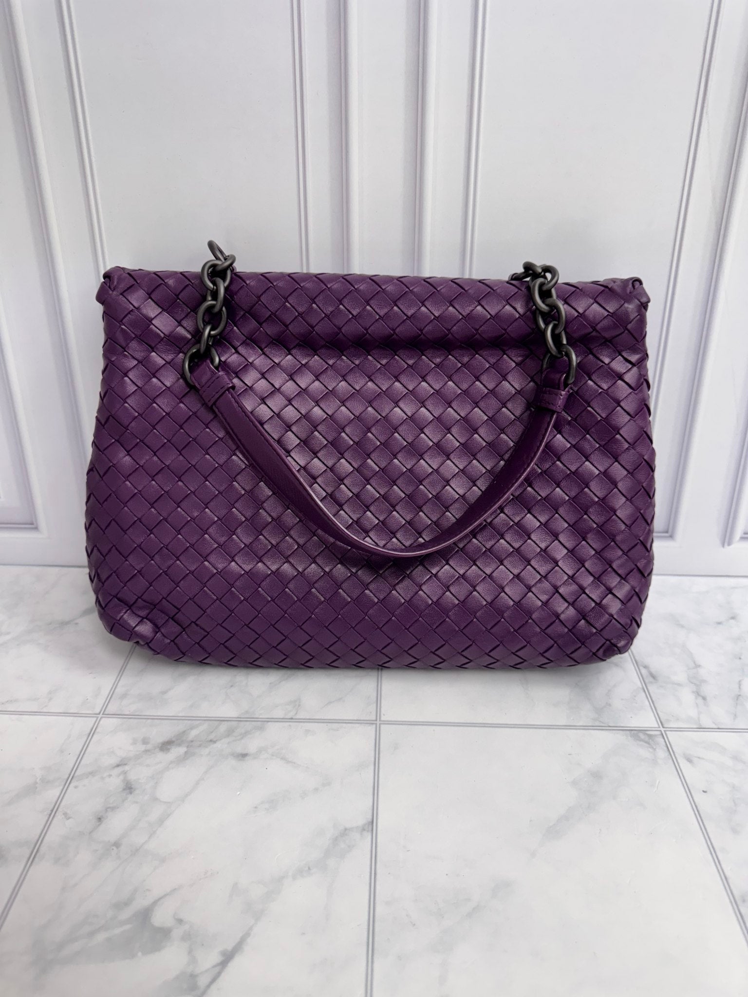 Bottega Veneta Purple Intrecciato Leather Olimpia Shoulder Bag